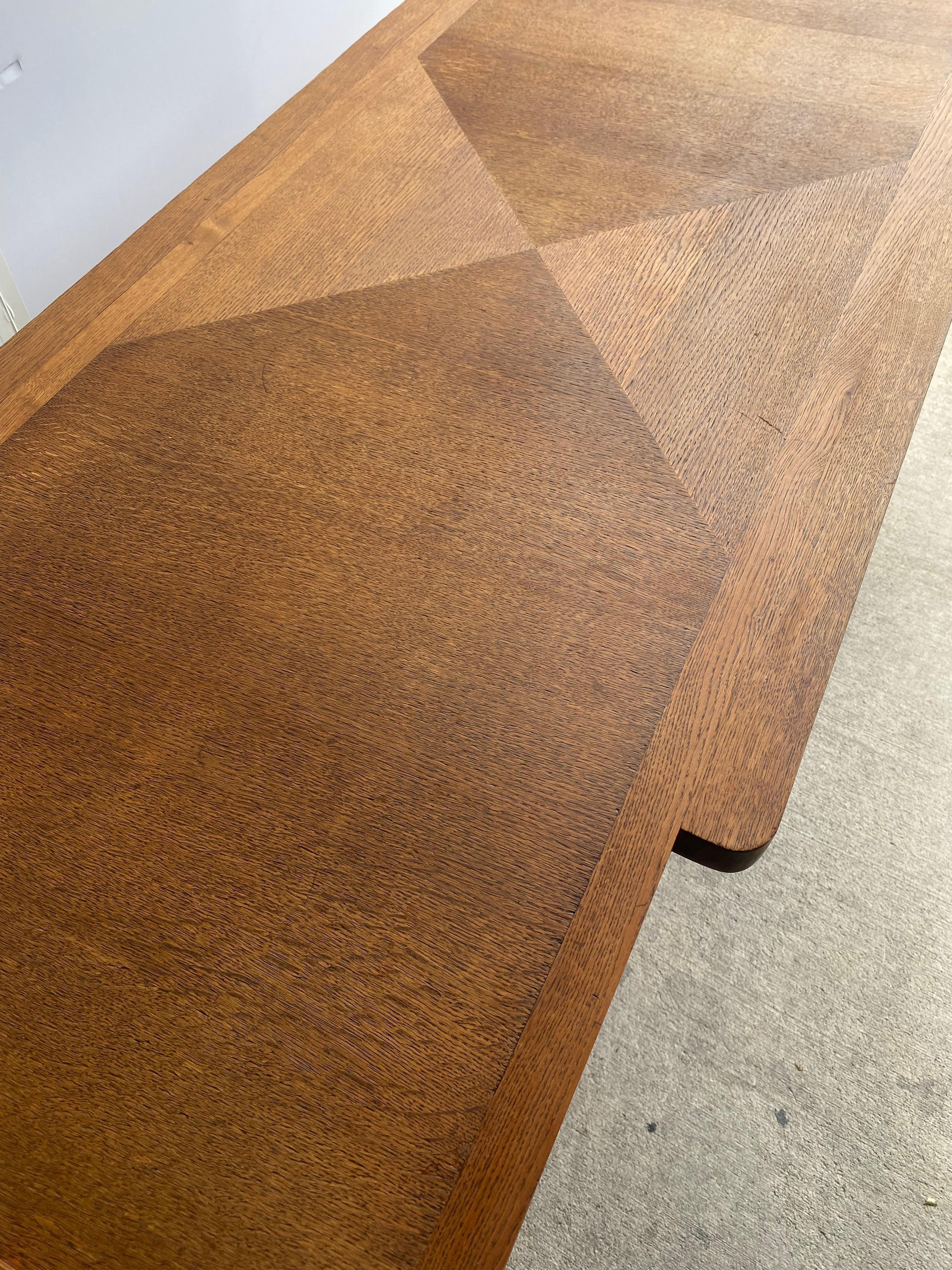 Guillerme & Chambron Oak Desk with Drawer Units, France, 1950's 5