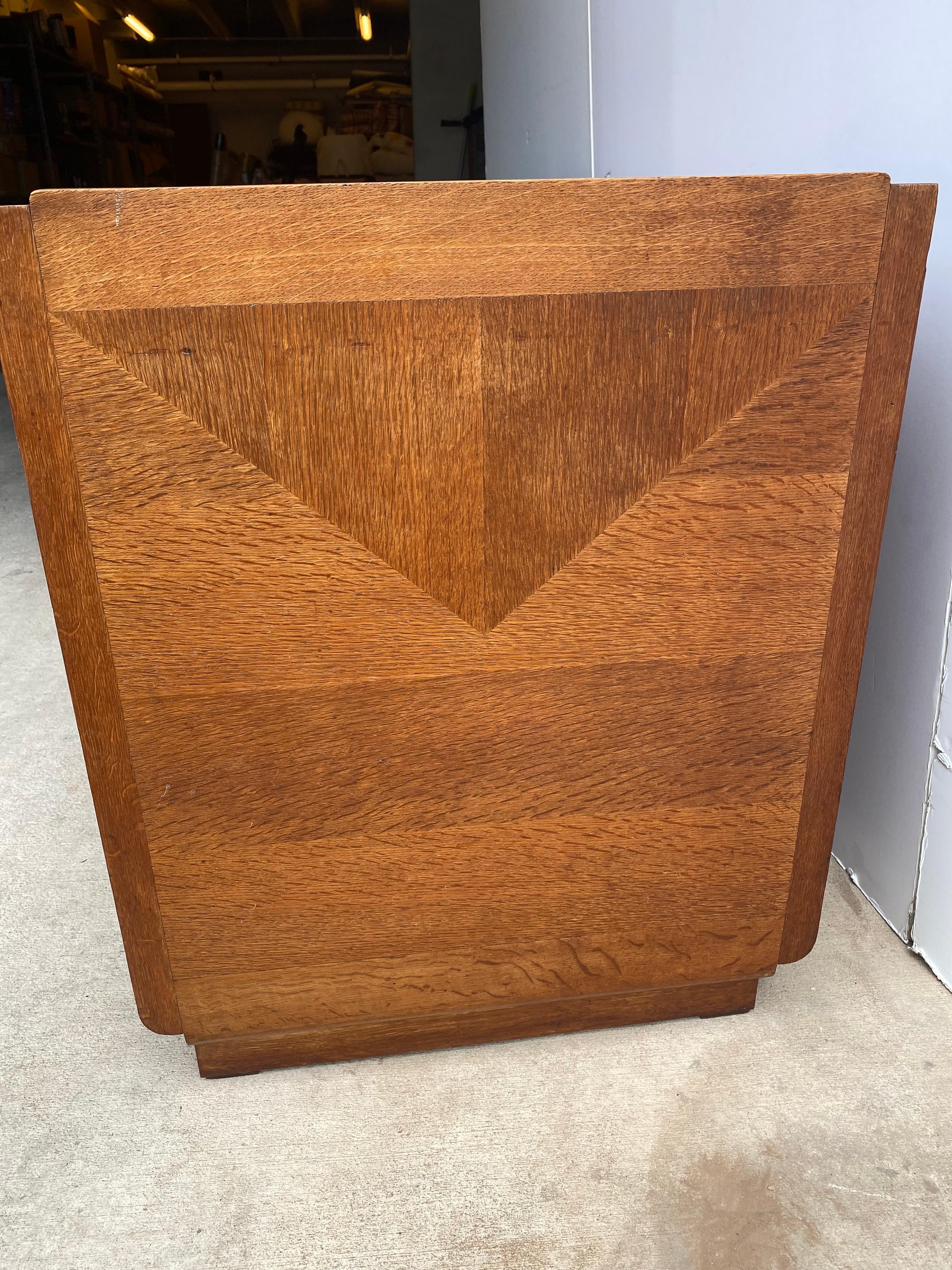 Mid-20th Century Guillerme & Chambron Oak Desk with Drawer Units, France, 1950's