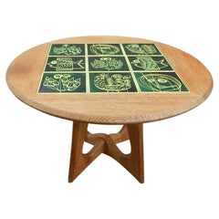 Guillerme & Chambron oak gueridon. Ceramic by  Danikowski. Votre Maison