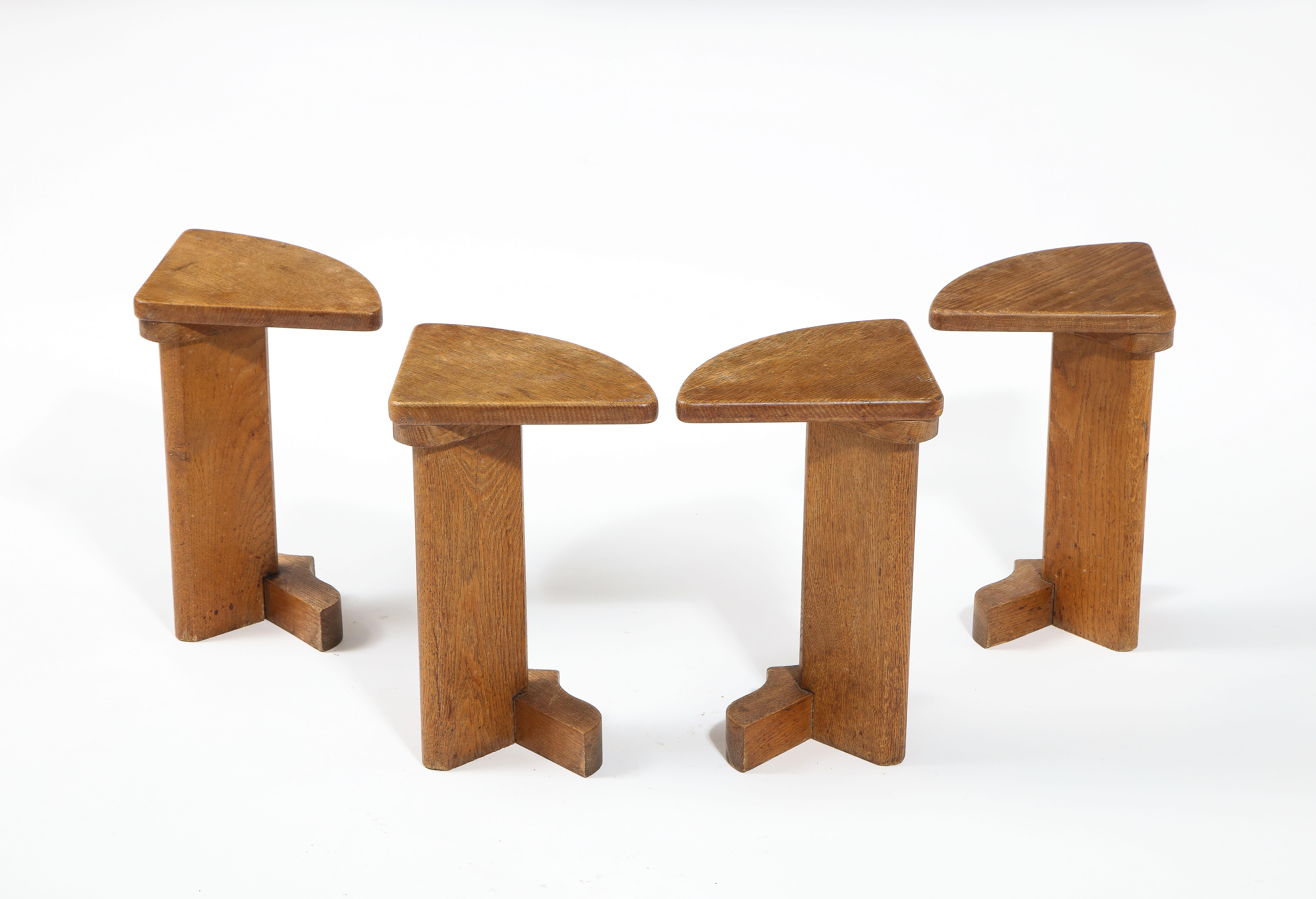 Guillerme & Chambron Oak Nesting Table Set, France 1960's For Sale 9
