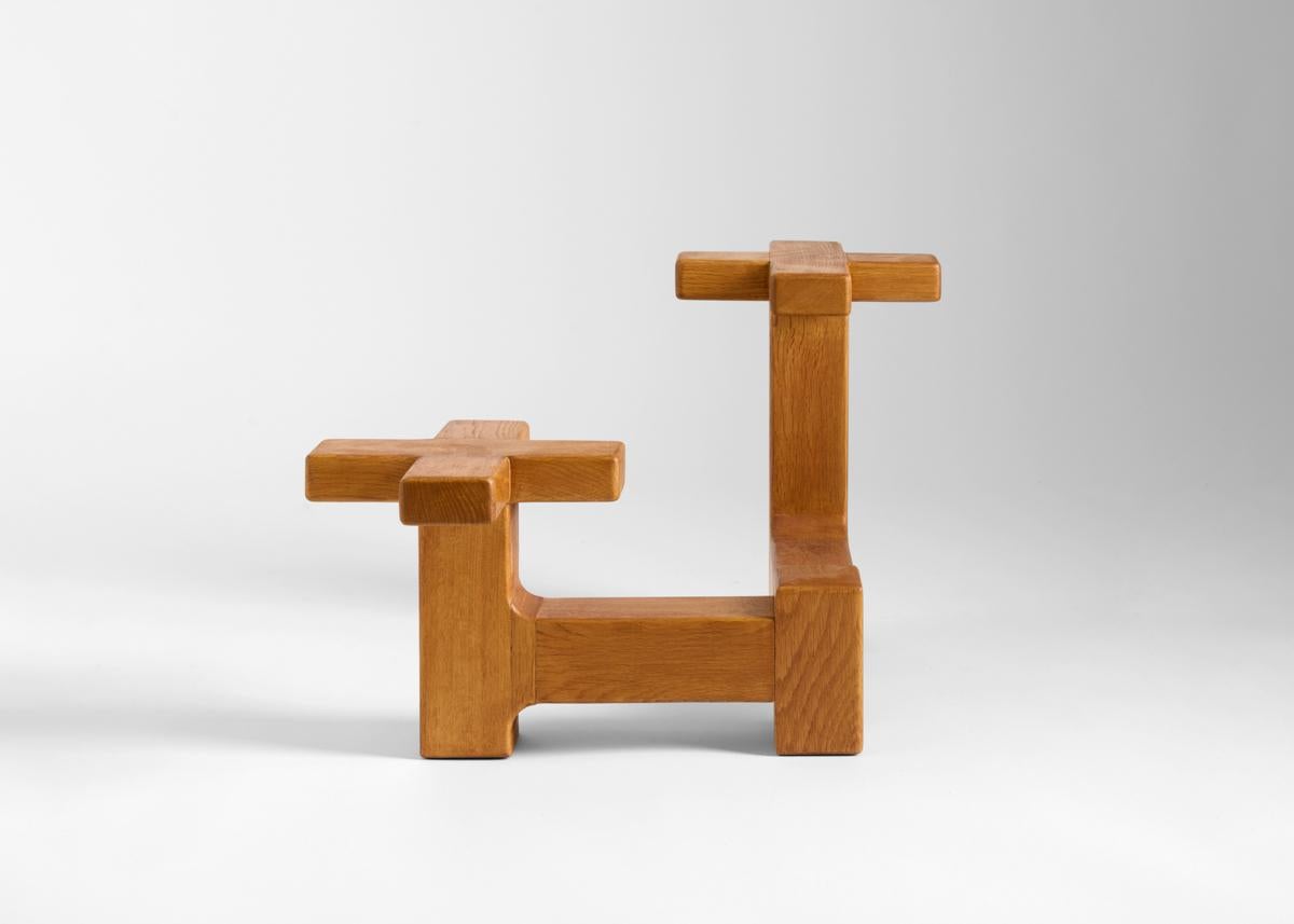 Mid-Century Modern Guillerme and Chambron, Oak Plant Stand, France, c.1960s en vente