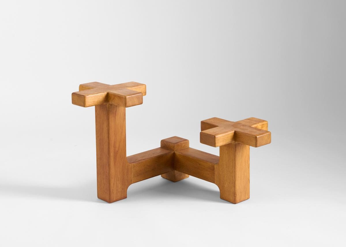 French Guillerme & Chambron, Oak Plant Stand, France, c. 1960s For Sale