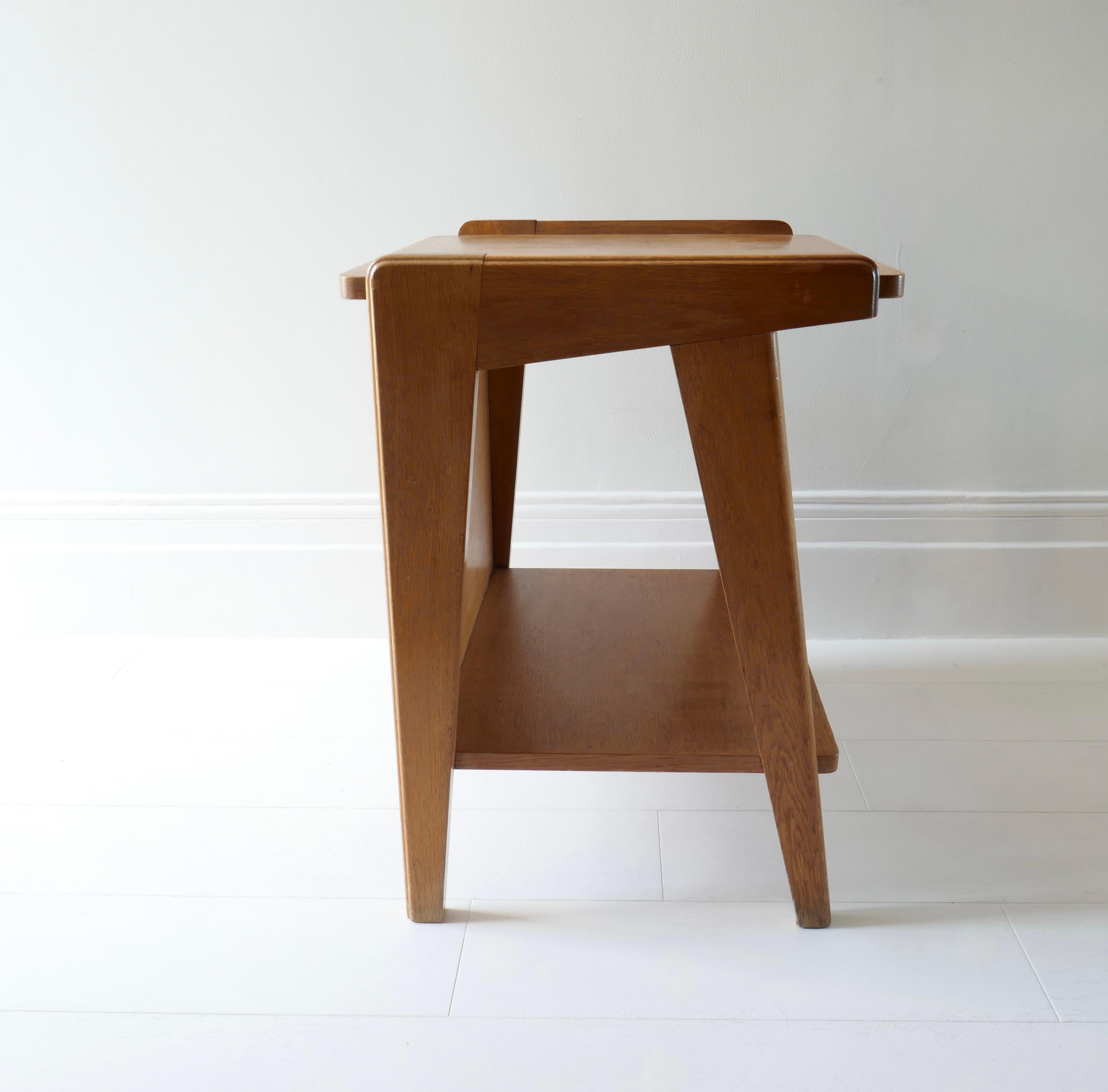 Guillerme & Chambron Oak Side Table or Night Stand, France, 1960s For Sale 2