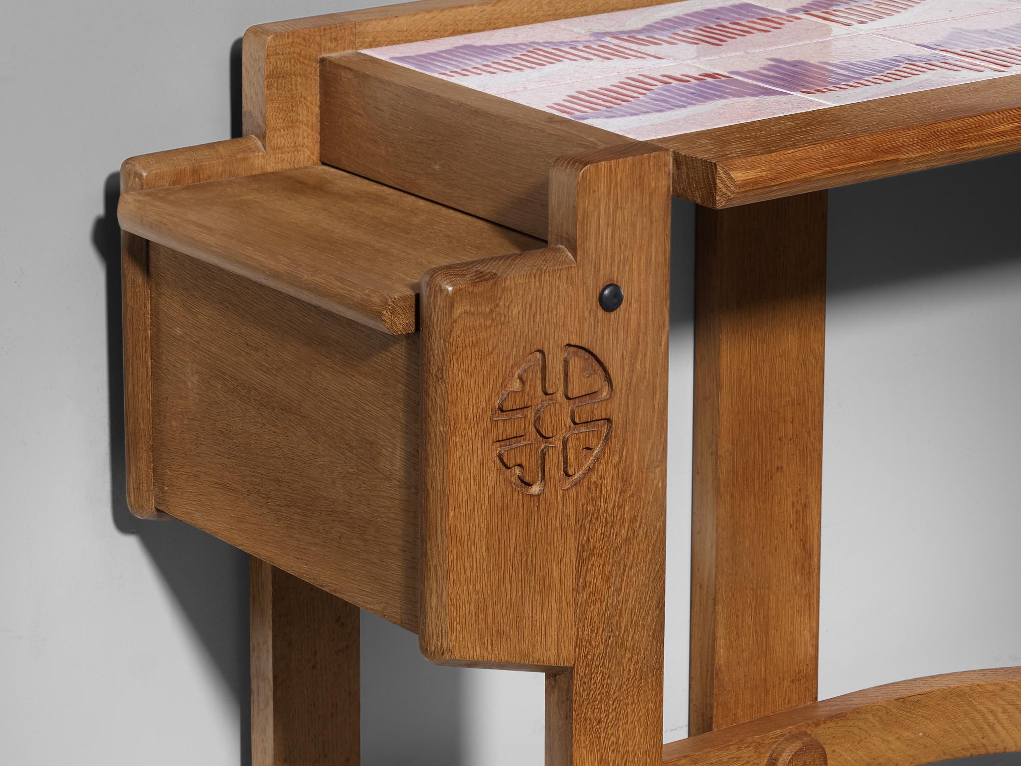 Guillerme & Chambron Oak Vanity Table with Stool 3