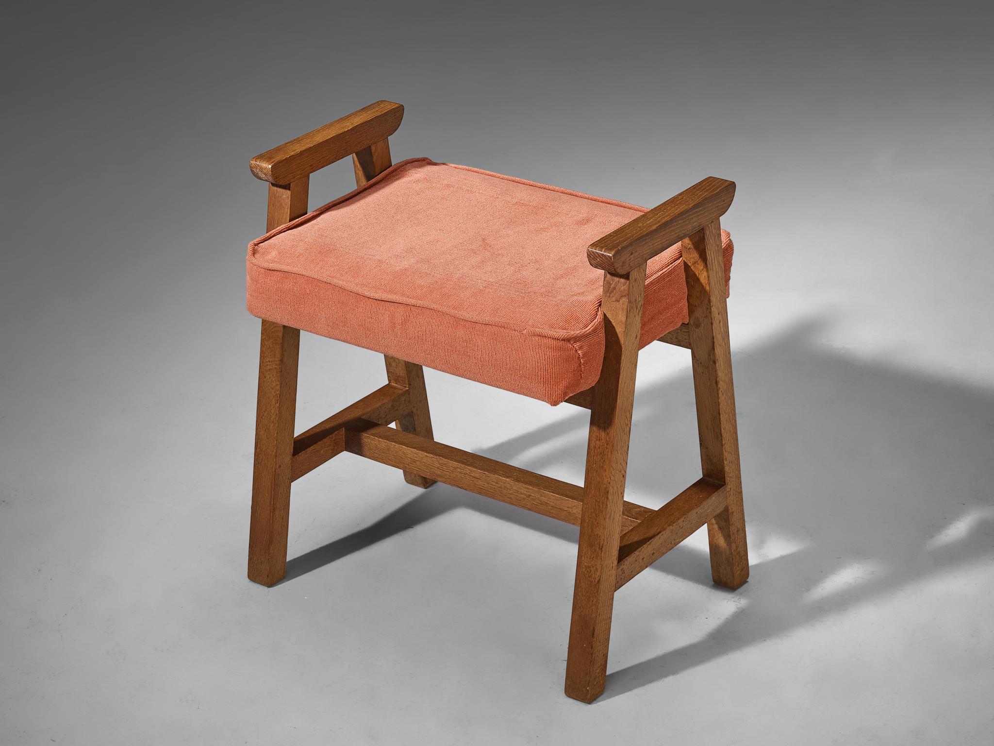 Ceramic Guillerme & Chambron Oak Vanity Table with Stool