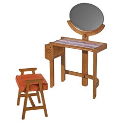 Guillerme & Chambron Oak Vanity Table with Stool
