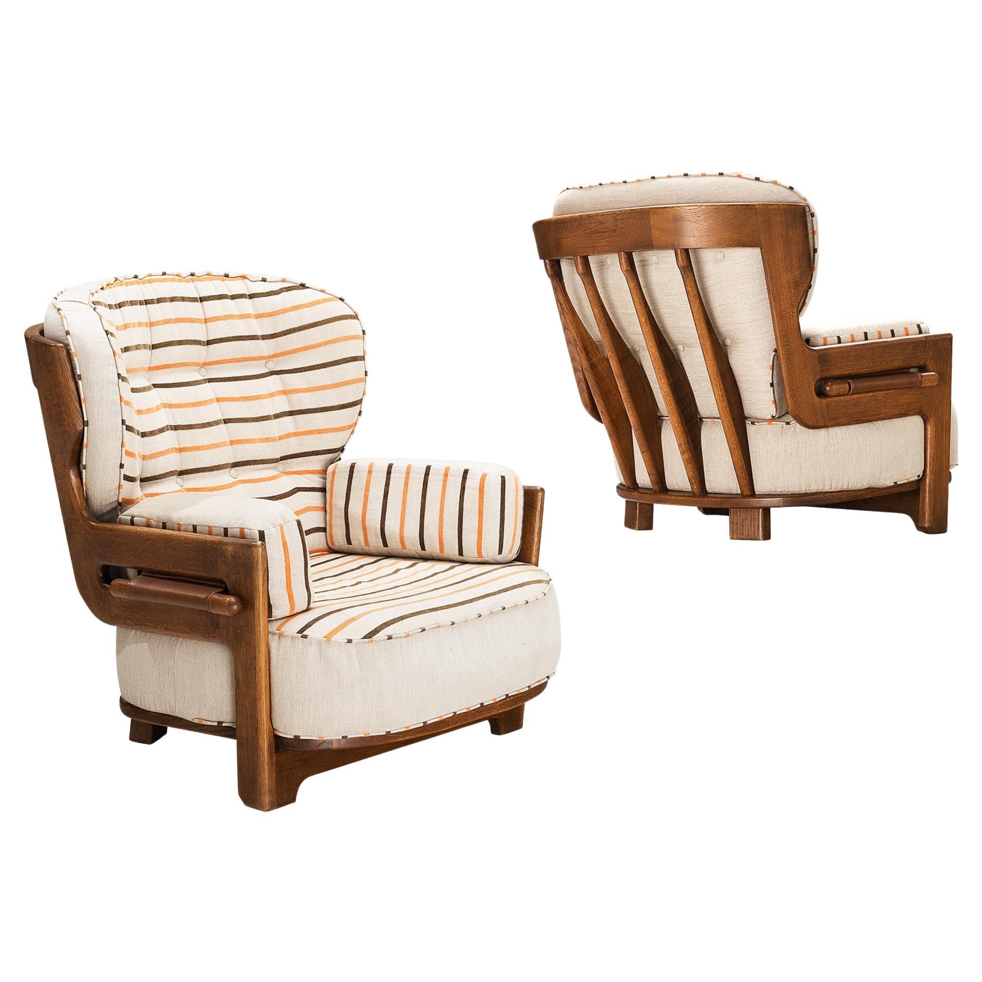 Guillerme & Chambron Pair of 'Denis' Lounge Chairs  For Sale