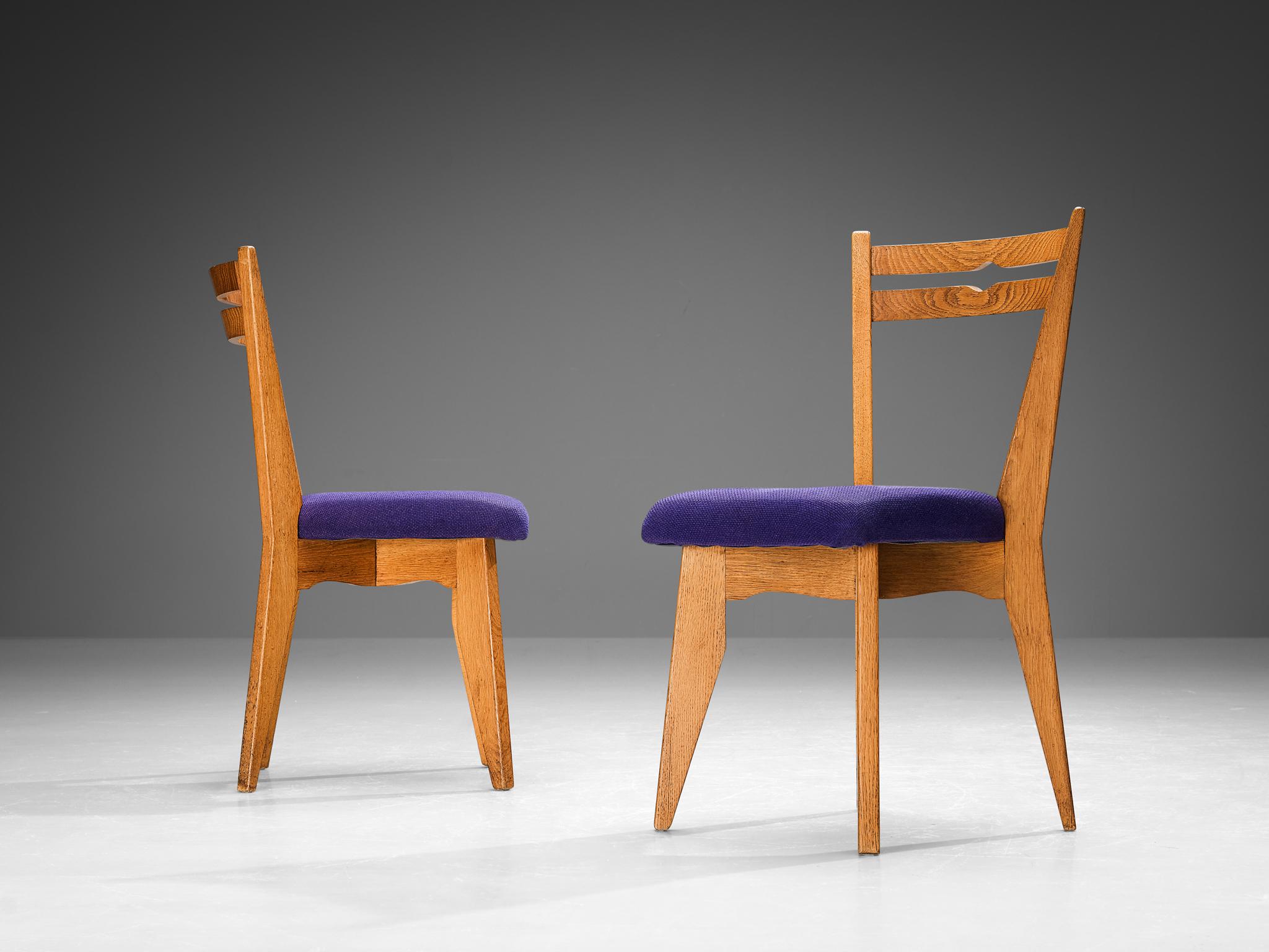 Guillerme & Chambron Pair of Dining Chairs in Oak  2