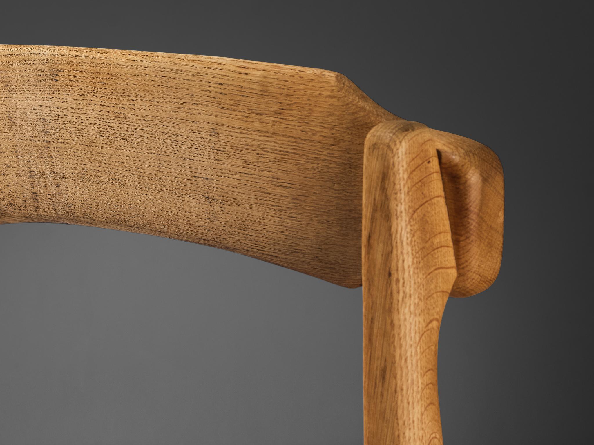 Guillerme & Chambron Pair of Dining Chairs in Solid Oak 1