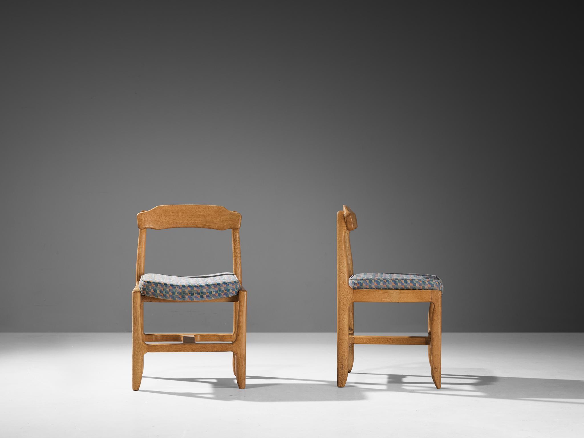 Guillerme & Chambron Pair of Dining Chairs in Solid Oak 2