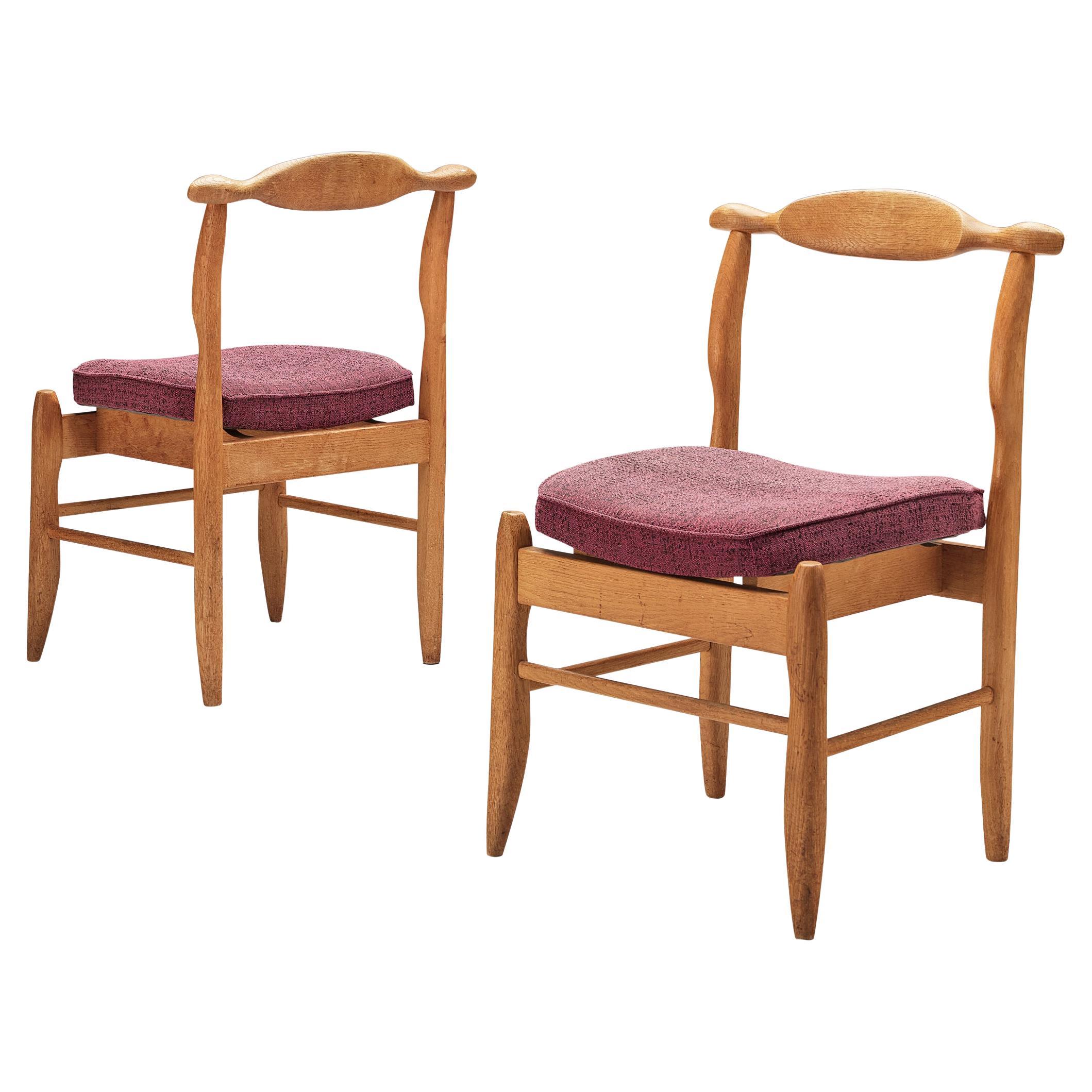 Guillerme & Chambron Pair of 'Fumay' Dining Chairs in Oak  For Sale