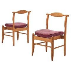 Retro Guillerme & Chambron Pair of 'Fumay' Dining Chairs in Oak 