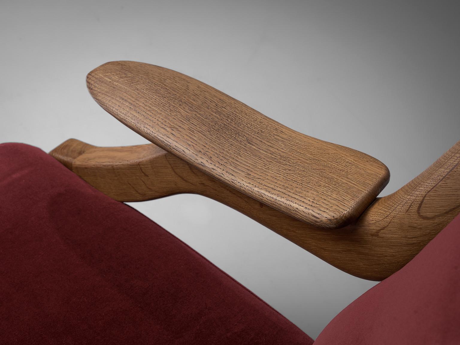 Mid-20th Century Guillerme & Chambron Pair of 'Gregoire' Lounge Chairs in Oak