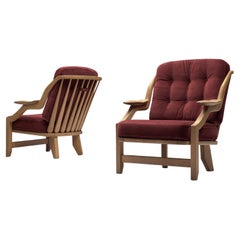 Guillerme & Chambron Pair of 'Gregoire' Lounge Chairs in Oak 
