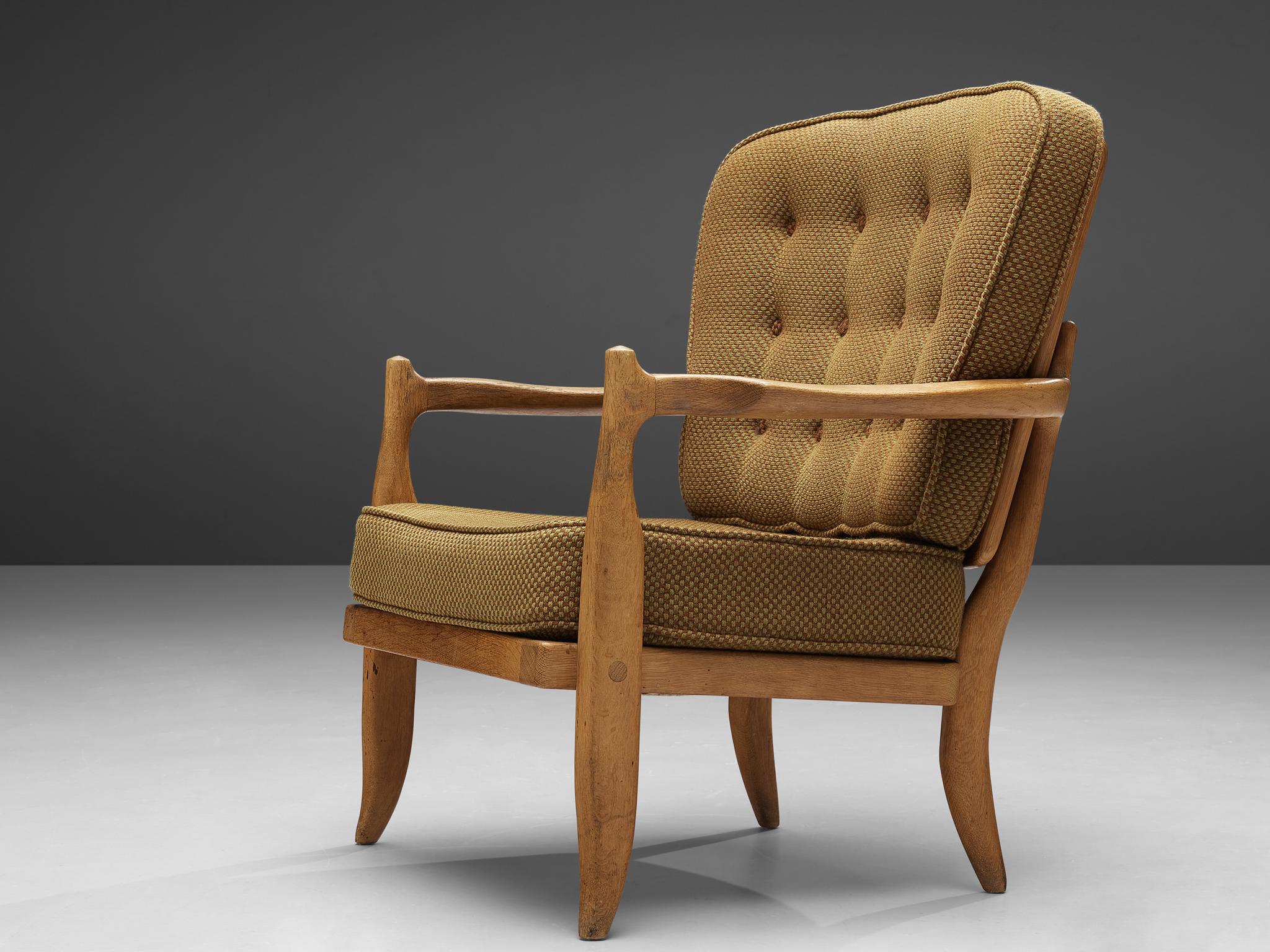 Guillerme & Chambron Pair of 'Jose' Lounge Chairs in Oak 3