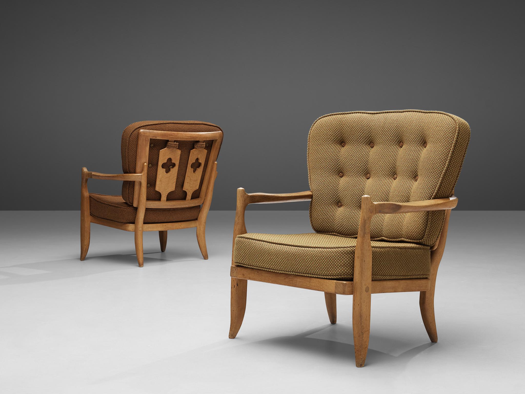 Guillerme & Chambron Pair of 'Jose' Lounge Chairs in Oak 2
