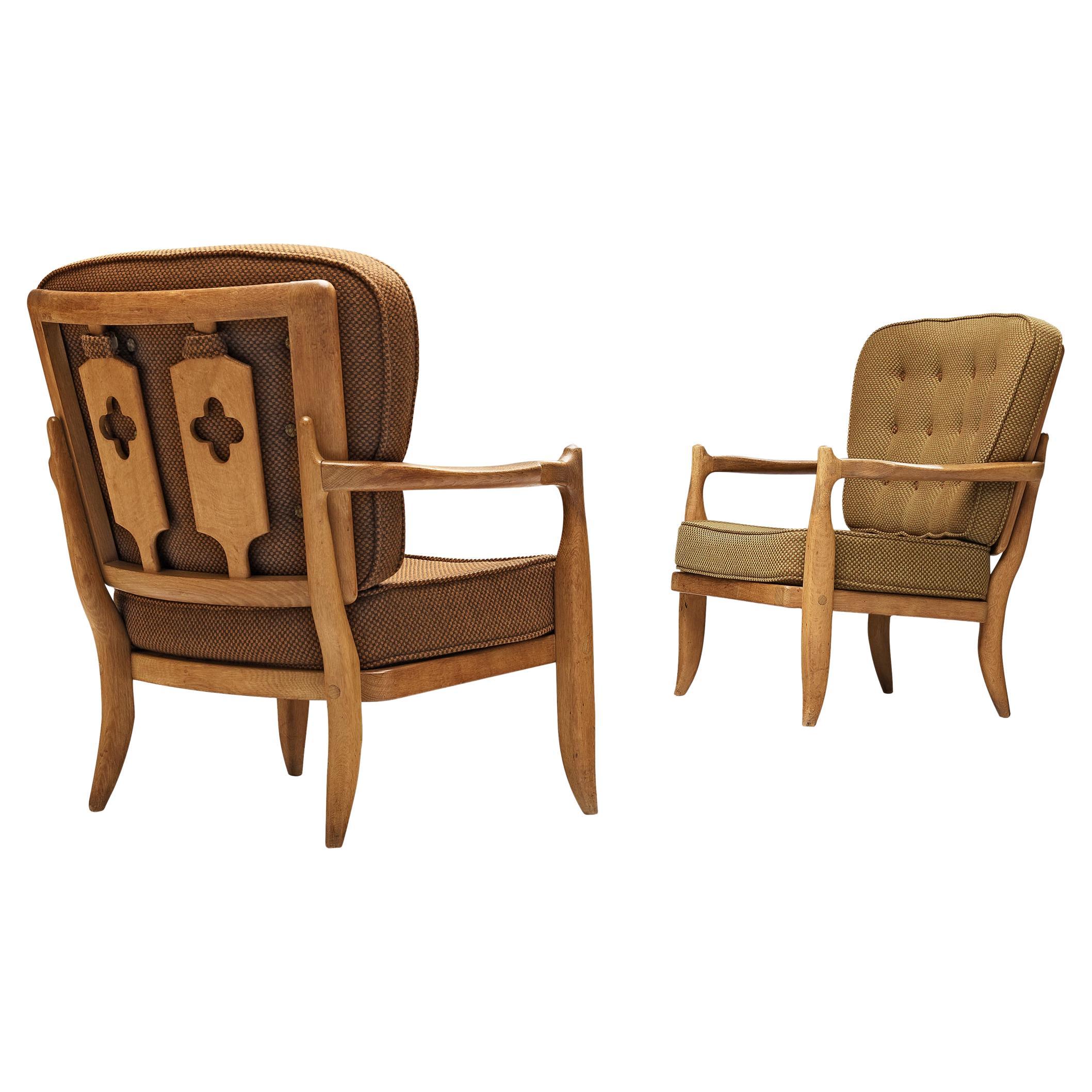 Guillerme & Chambron Pair of 'Jose' Lounge Chairs in Oak