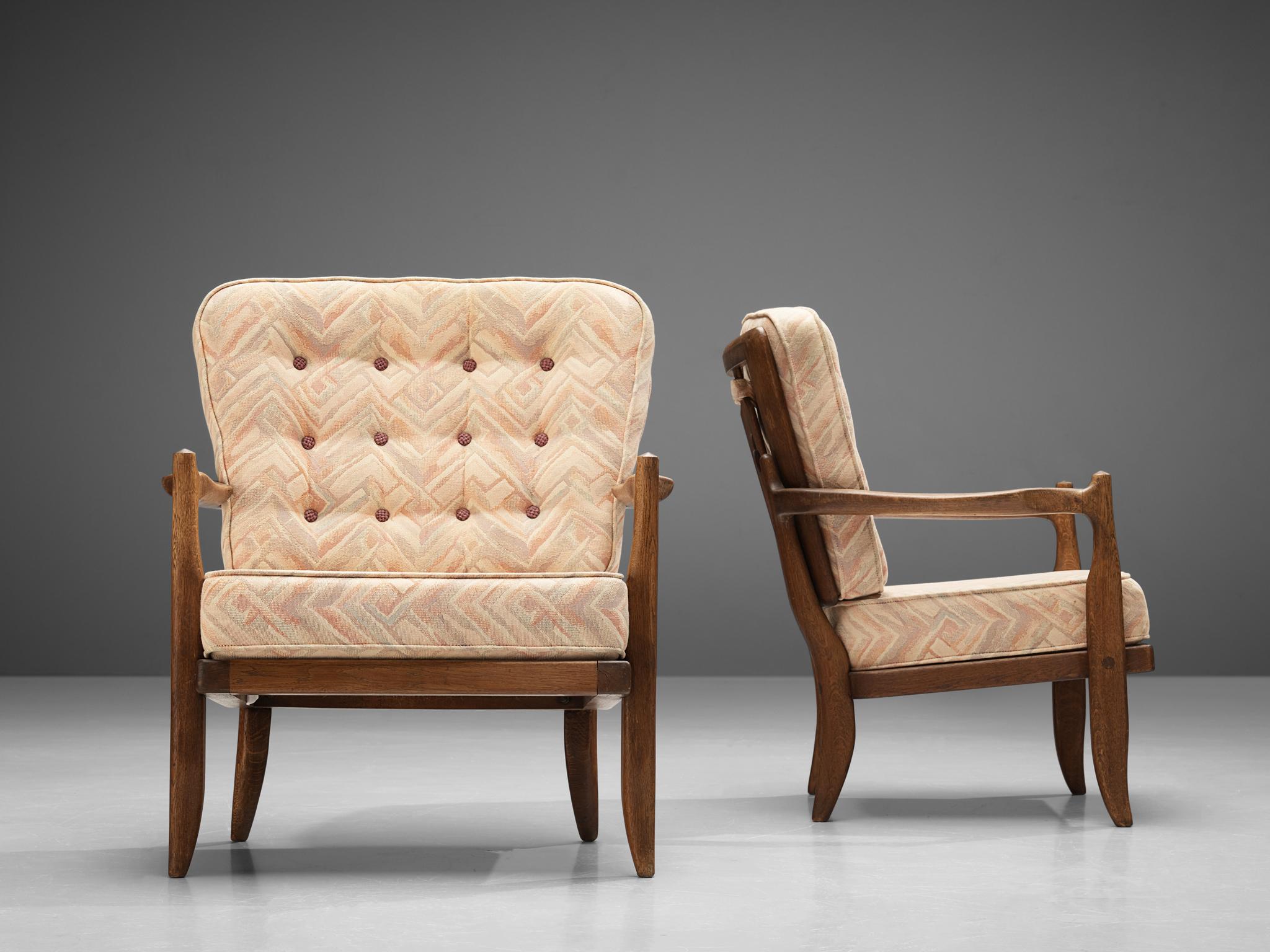 Mid-Century Modern Guillerme & Chambron Pair of ‘Jose’ Lounge Chairs in Oak