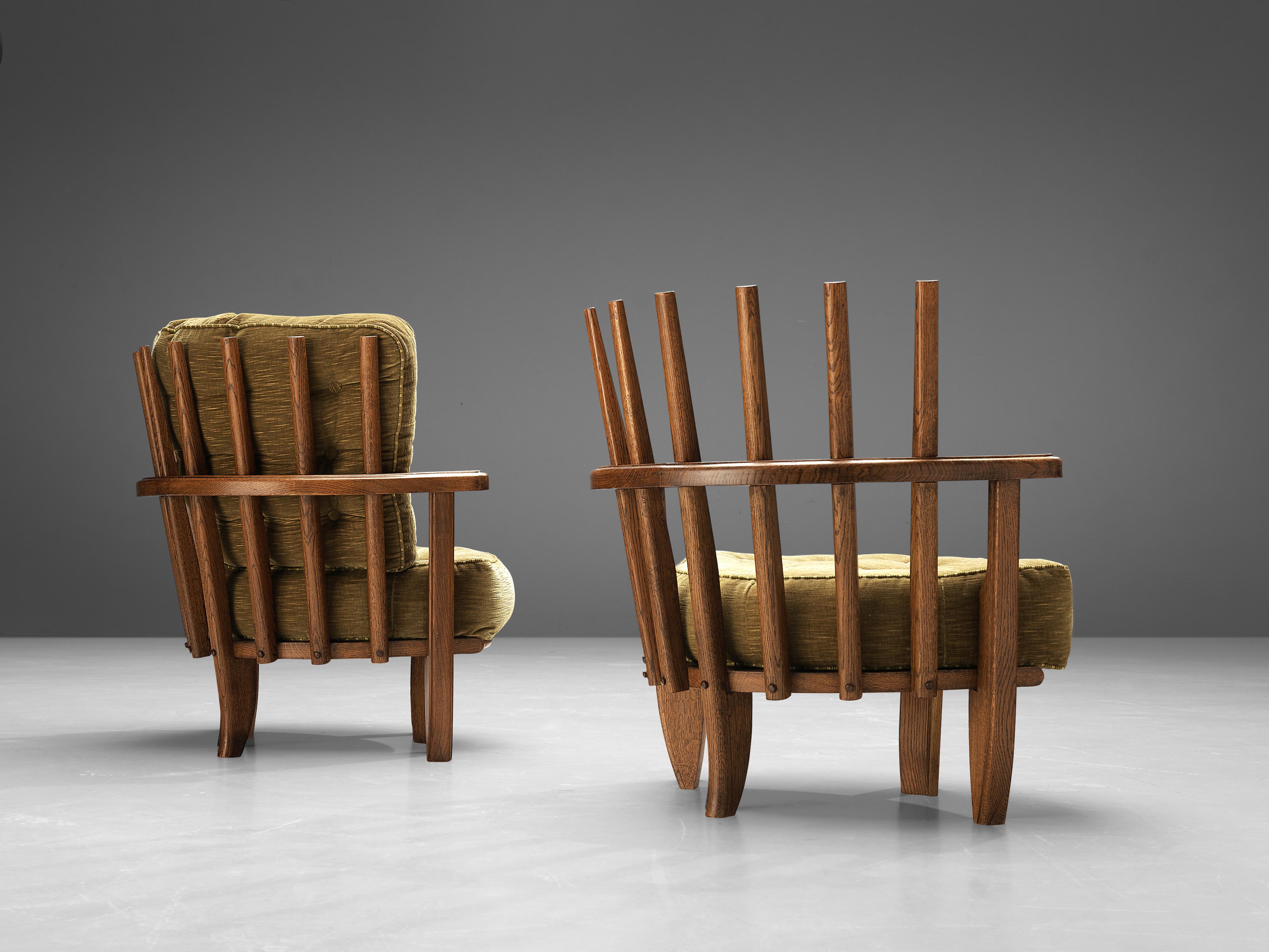 Mid-20th Century Guillerme & Chambron Pair of Lounge Chairs Model 'Tricoteuse' in Oak