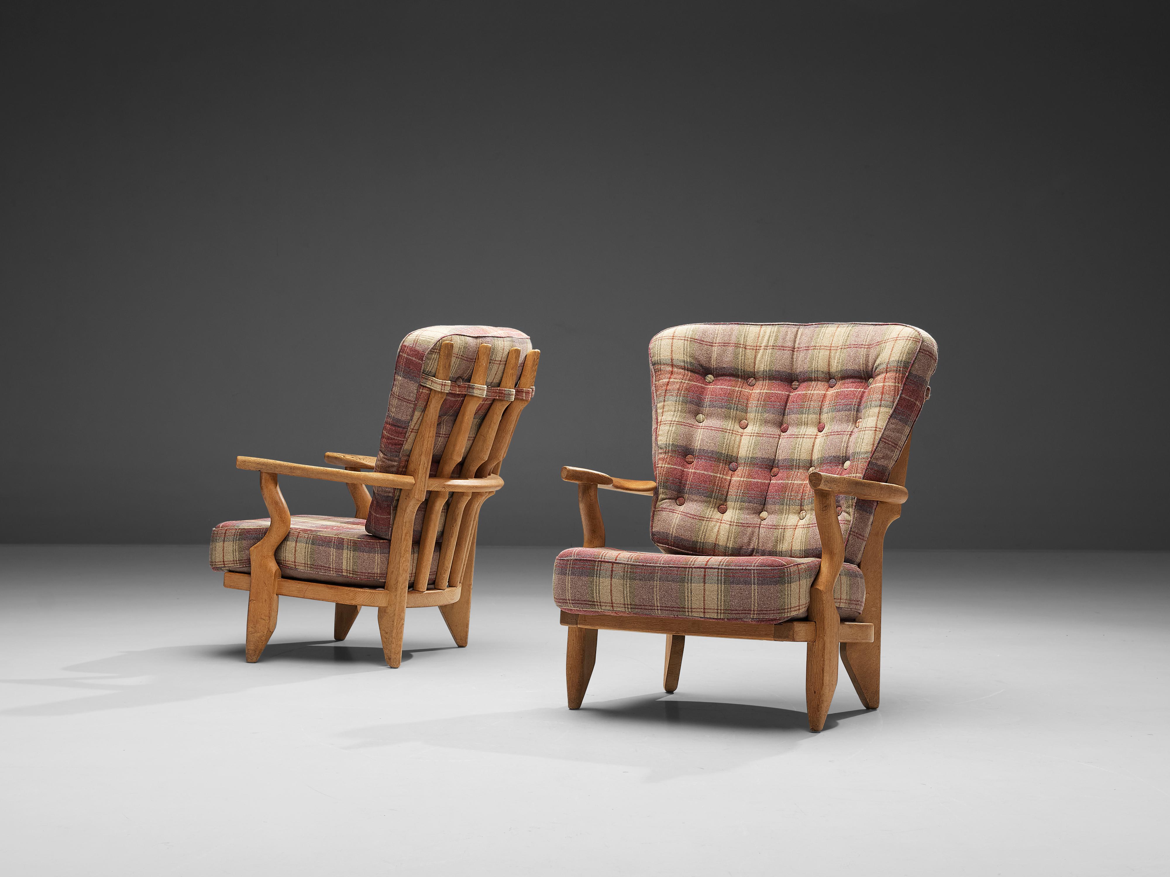 Mid-20th Century Guillerme & Chambron Pair of Mid Repos Lounge Chair