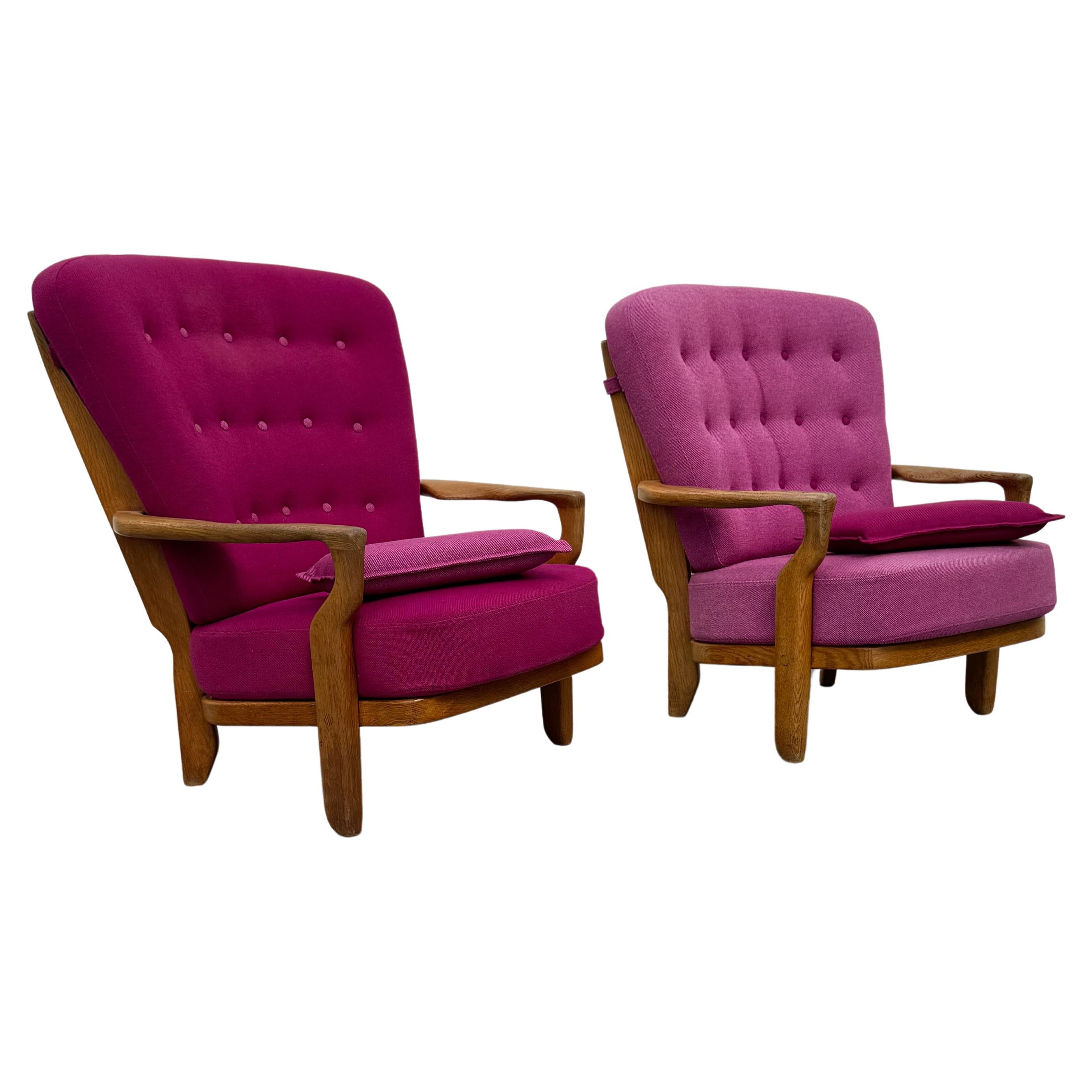 Guillerme & Chambron pair of " Romeo & Juliet " armchairs, France  circa 1960s