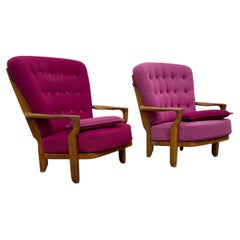 Guillerme & Chambron pair of " Romeo & Juliet " armchairs, France  circa 1960s