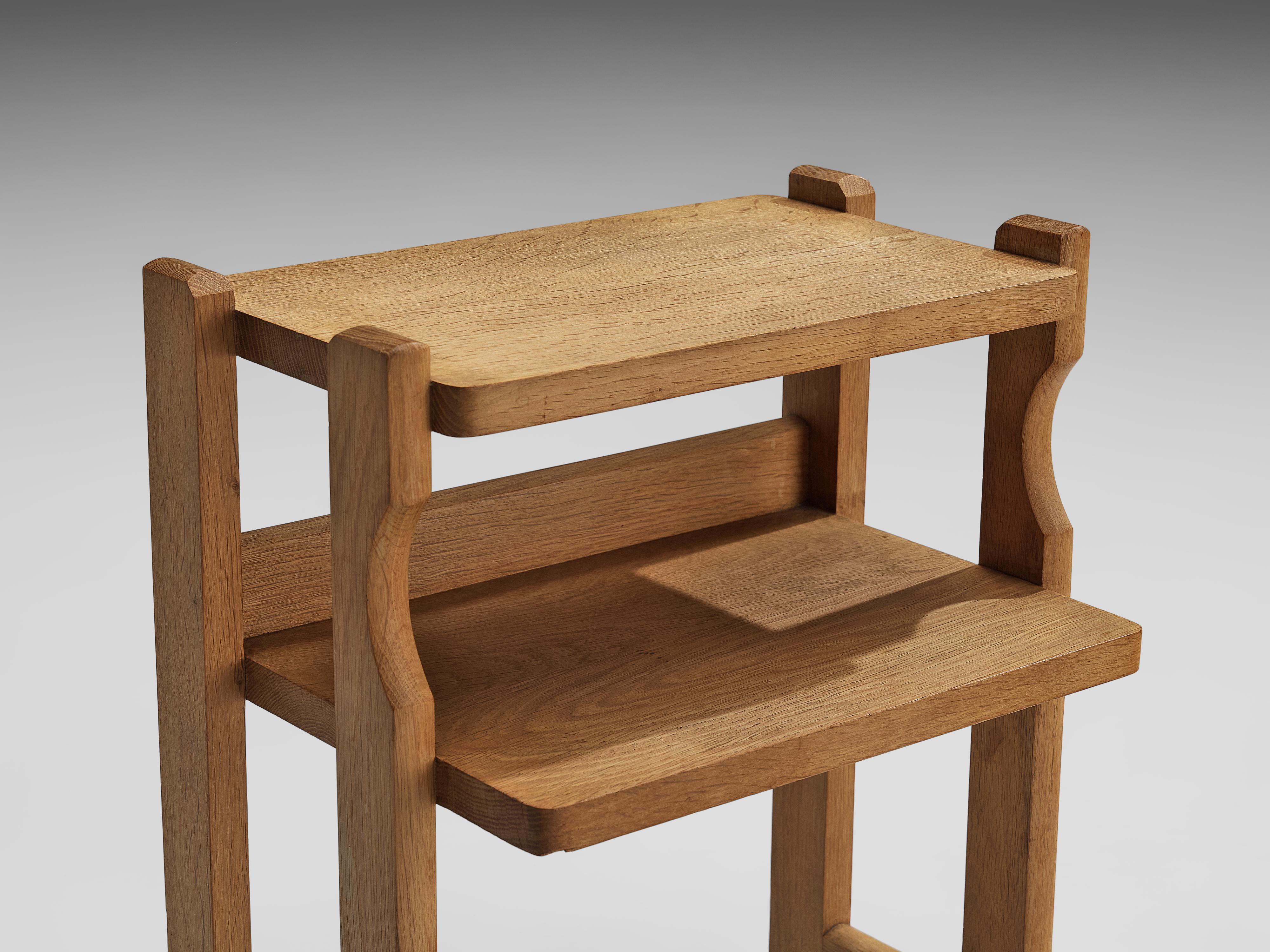 Mid-Century Modern Guillerme & Chambron Pair of Small Side Tables in Solid Oak