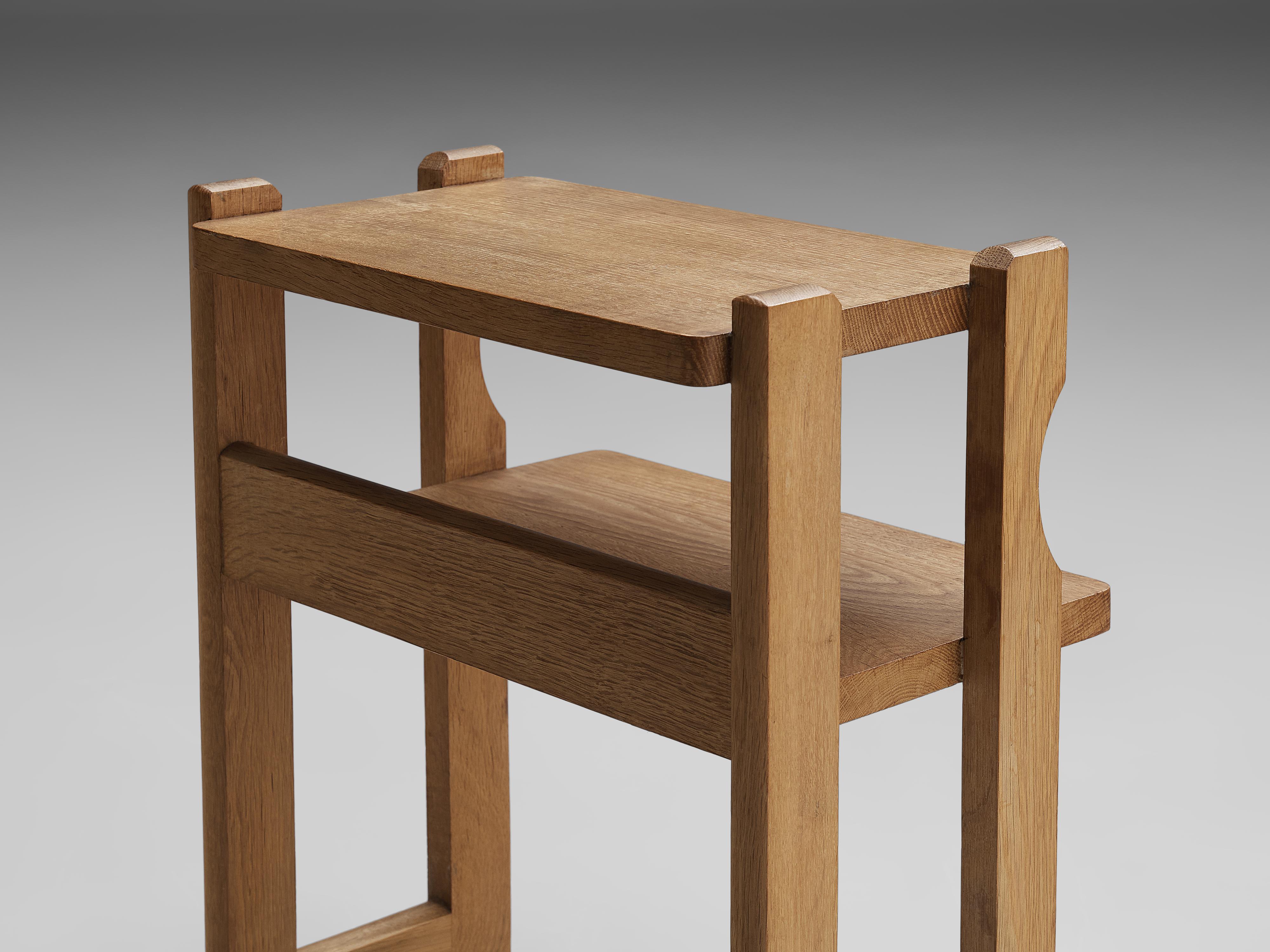 Mid-20th Century Guillerme & Chambron Pair of Small Side Tables in Solid Oak