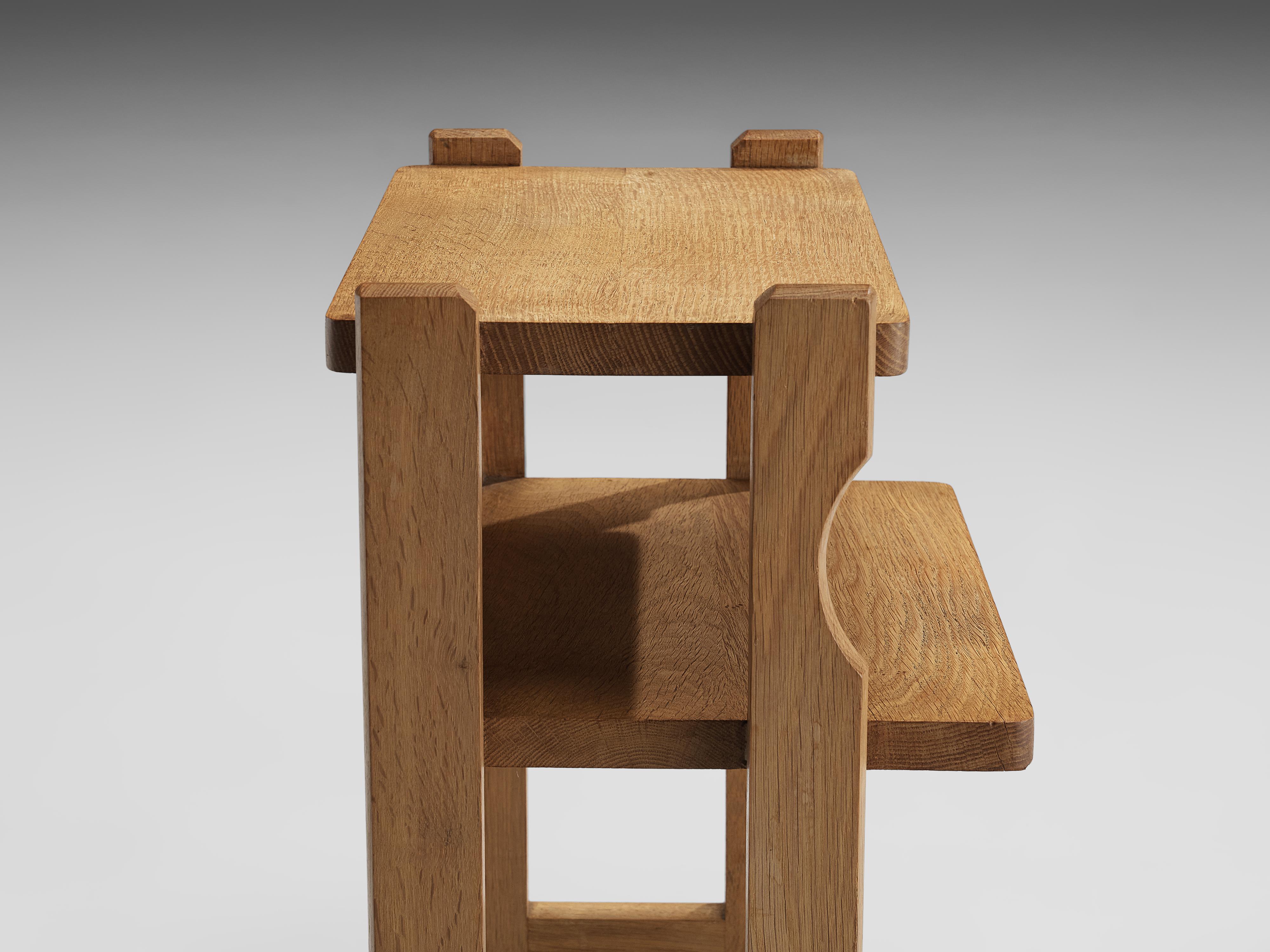 Guillerme & Chambron Pair of Small Side Tables in Solid Oak 1