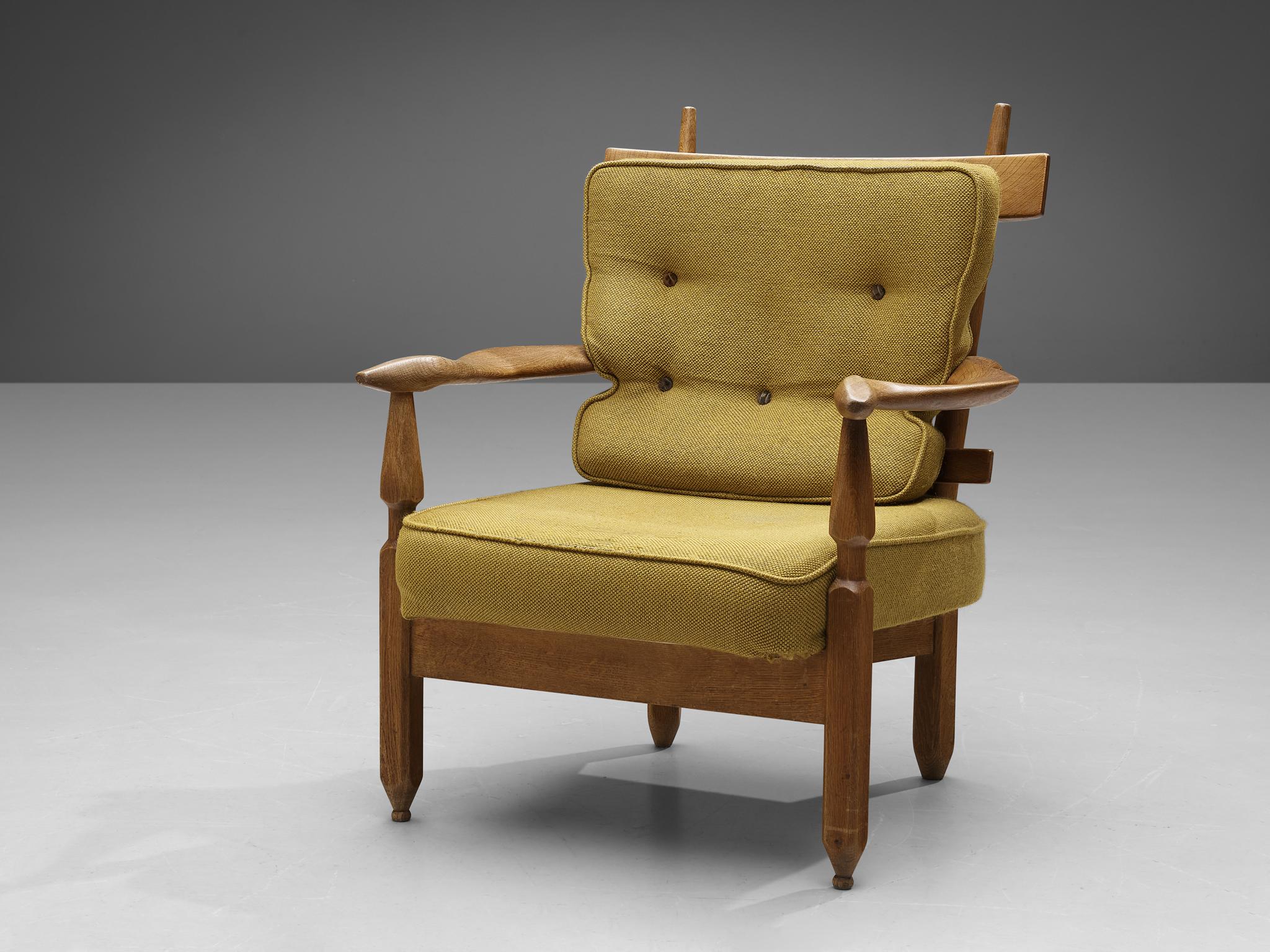 Chaise longue Petronille de Guillerme & Chambron, tapissée de chêne et de jaune en vente 4