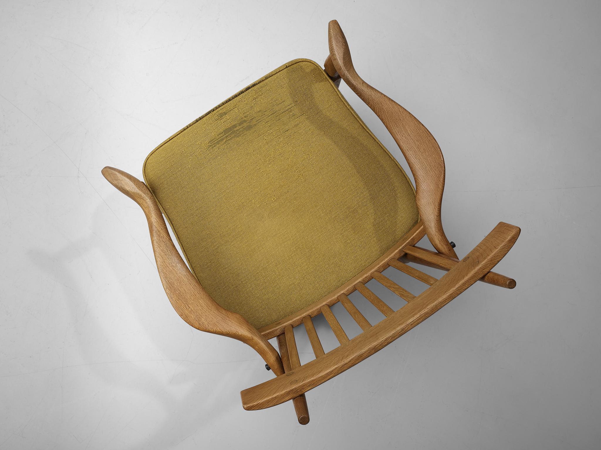 Chaise longue Petronille de Guillerme & Chambron, tapissée de chêne et de jaune en vente 1