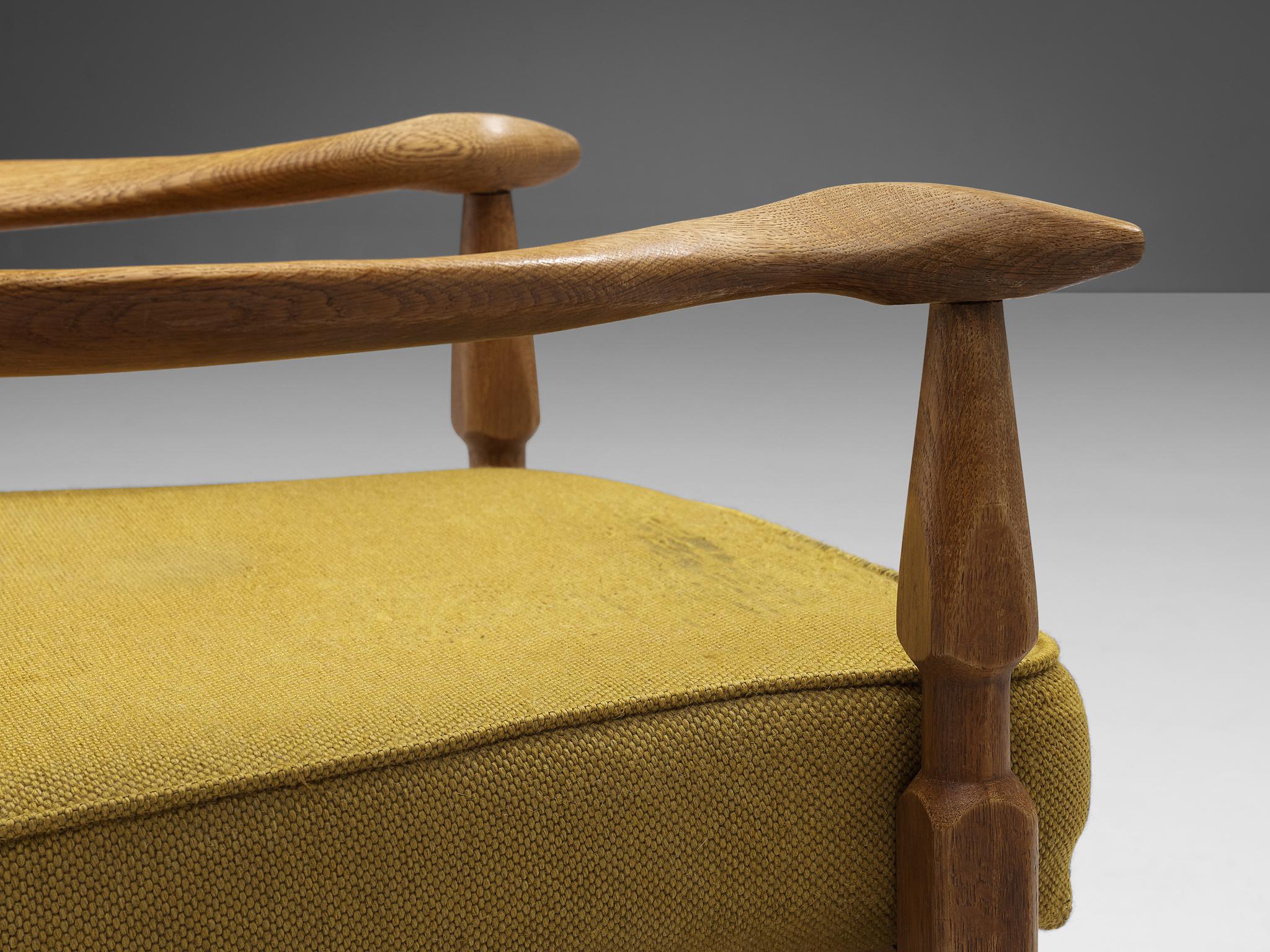 Chaise longue Petronille de Guillerme & Chambron, tapissée de chêne et de jaune en vente 2