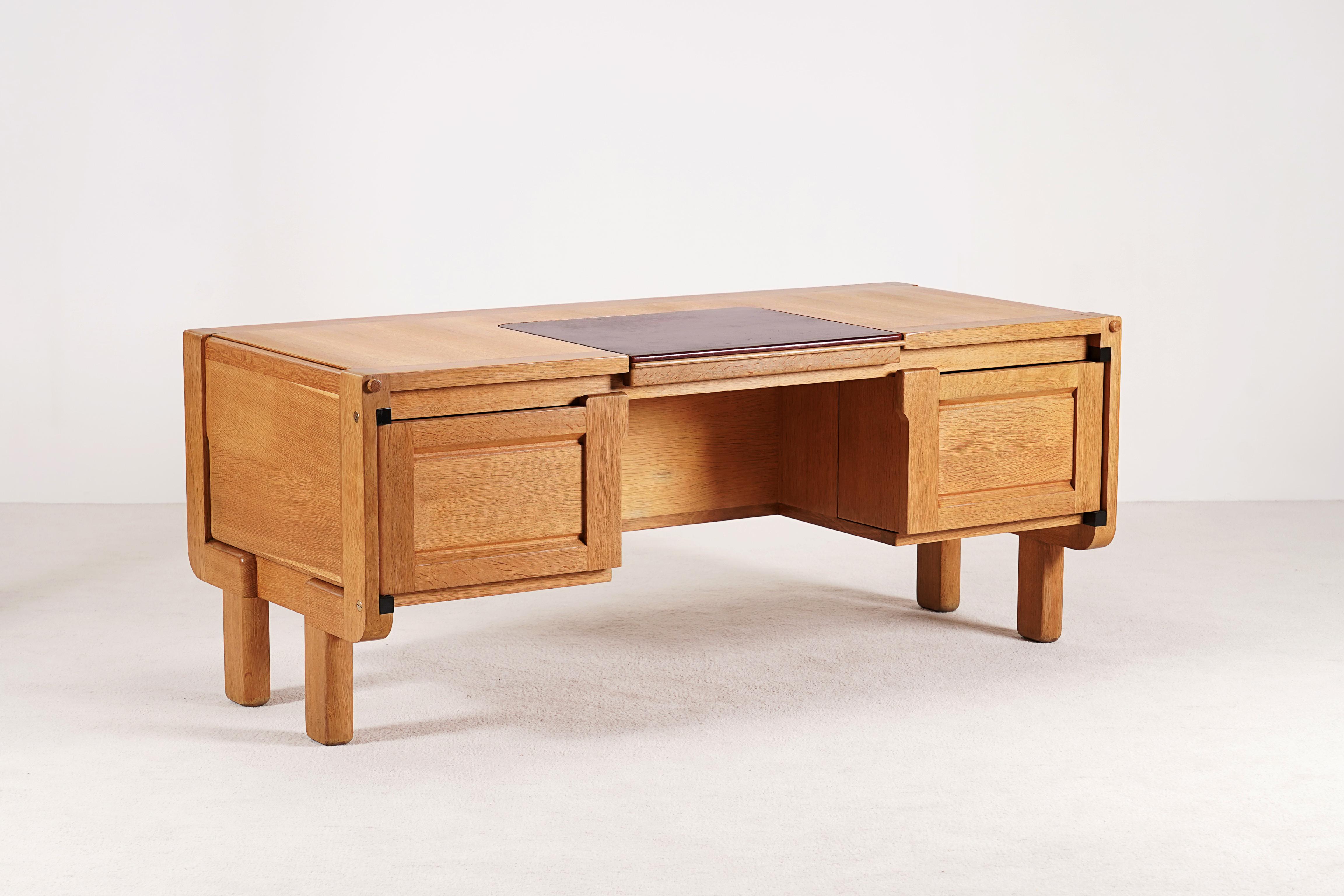 Guillerme et Chambron, Rare Oak Desk Model 