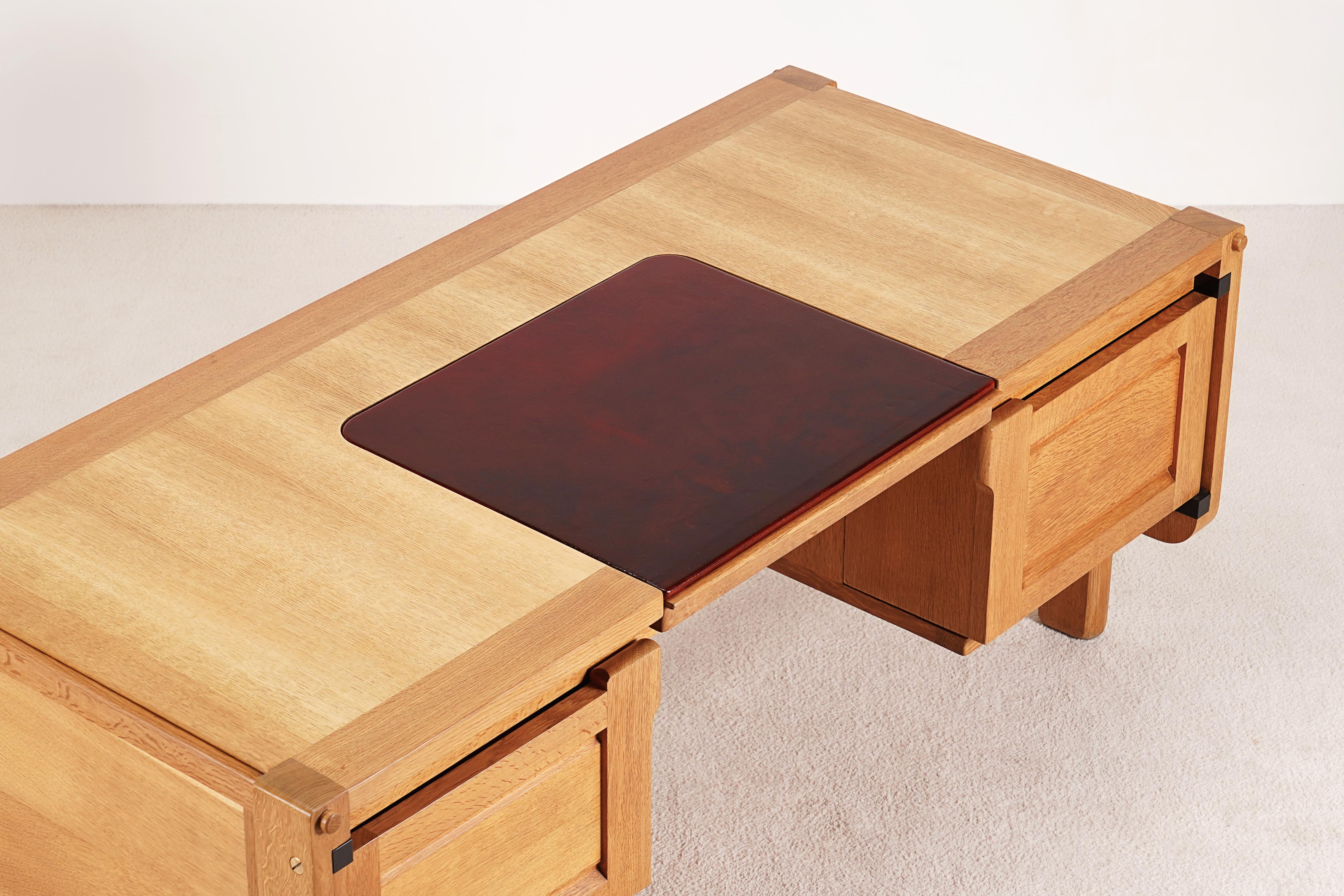 Guillerme & Chambron, Rare Oak Desk Model 