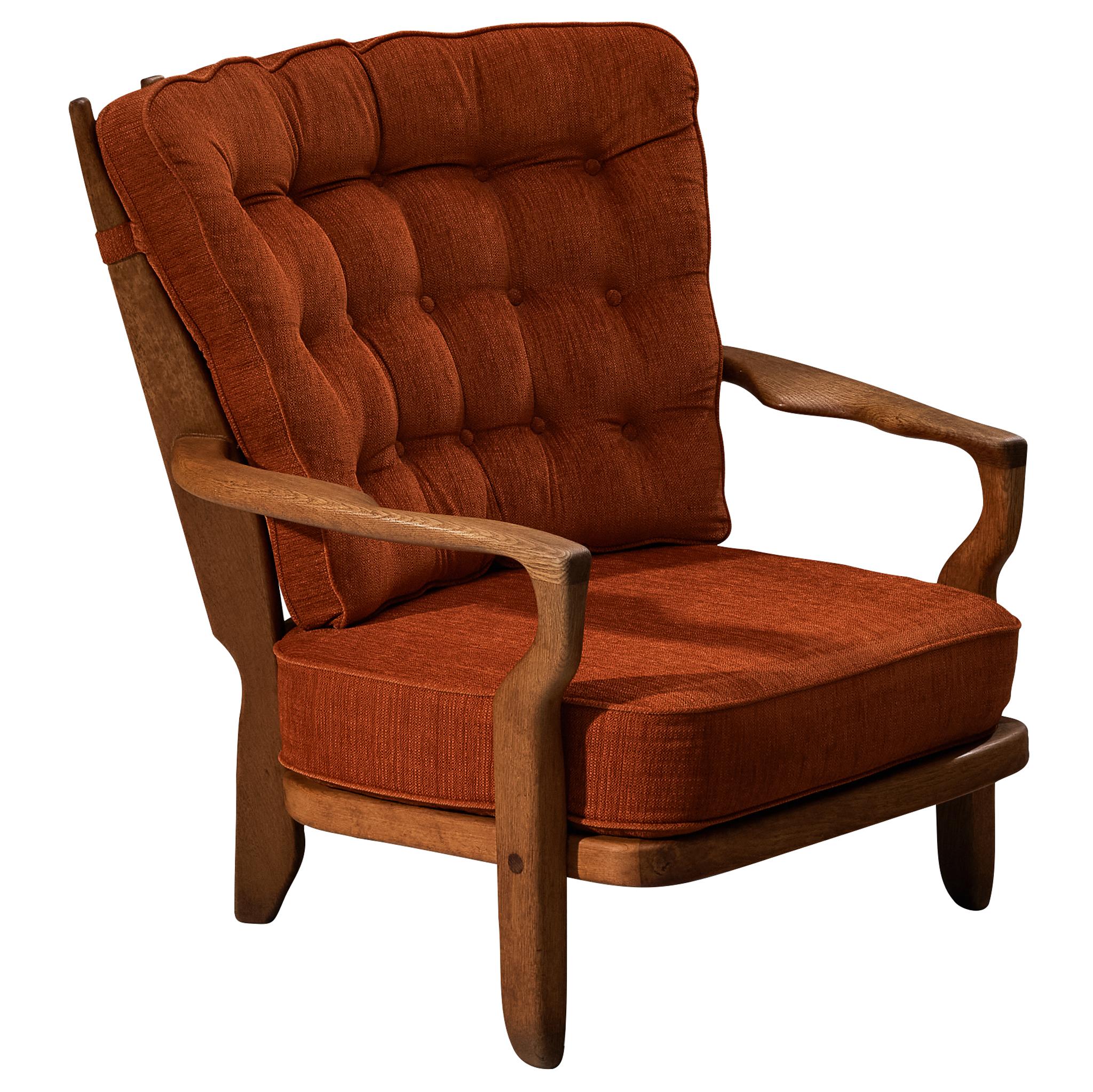 Guillerme & Chambron 'Romeo' Lounge Chair in Solid Oak