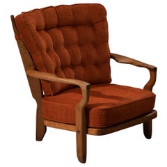Guillerme & Chambron 'Romeo' Lounge Chair in Solid Oak