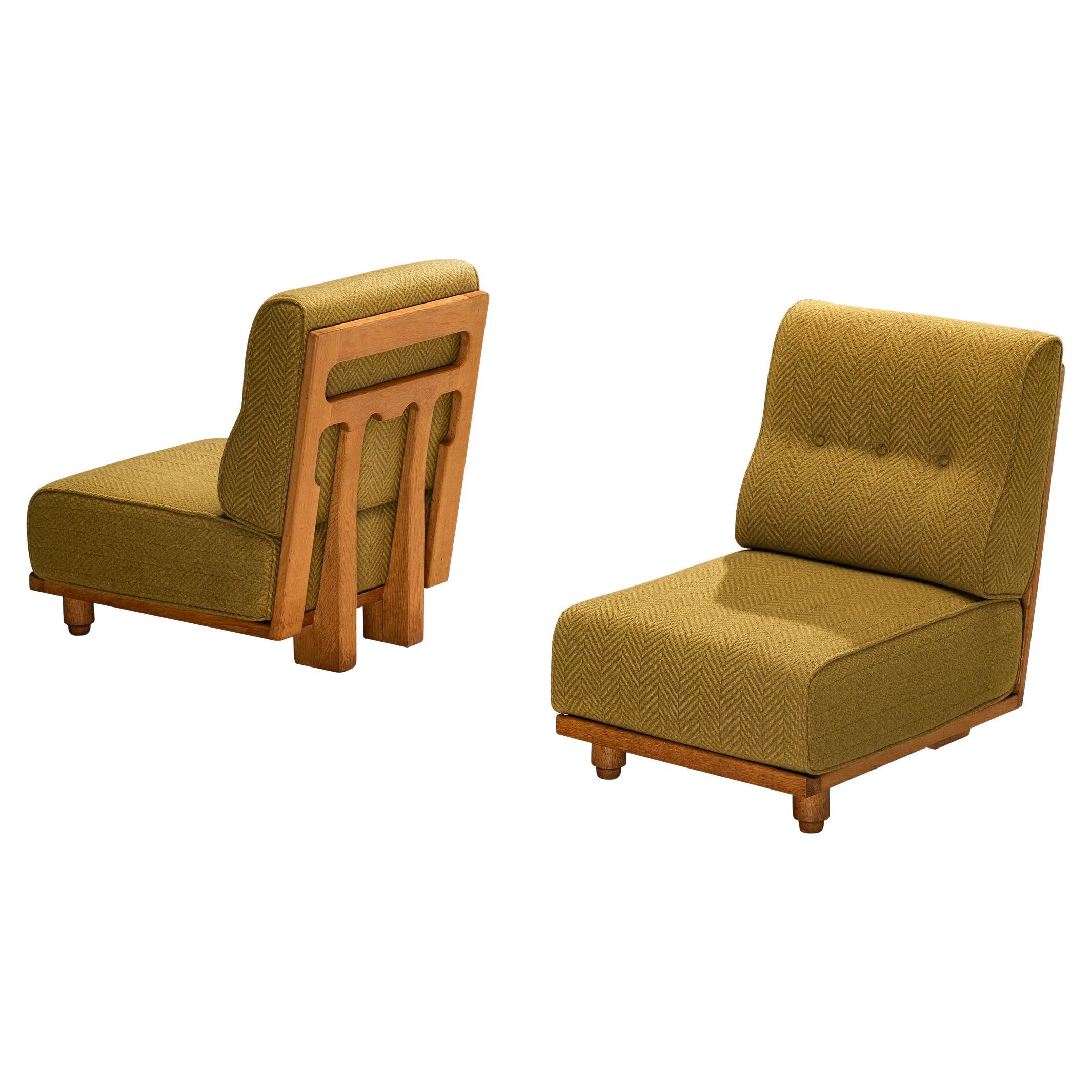 Guillerme & Chambron Sectional Seating Elements 'Elmyre' in Green Fabric