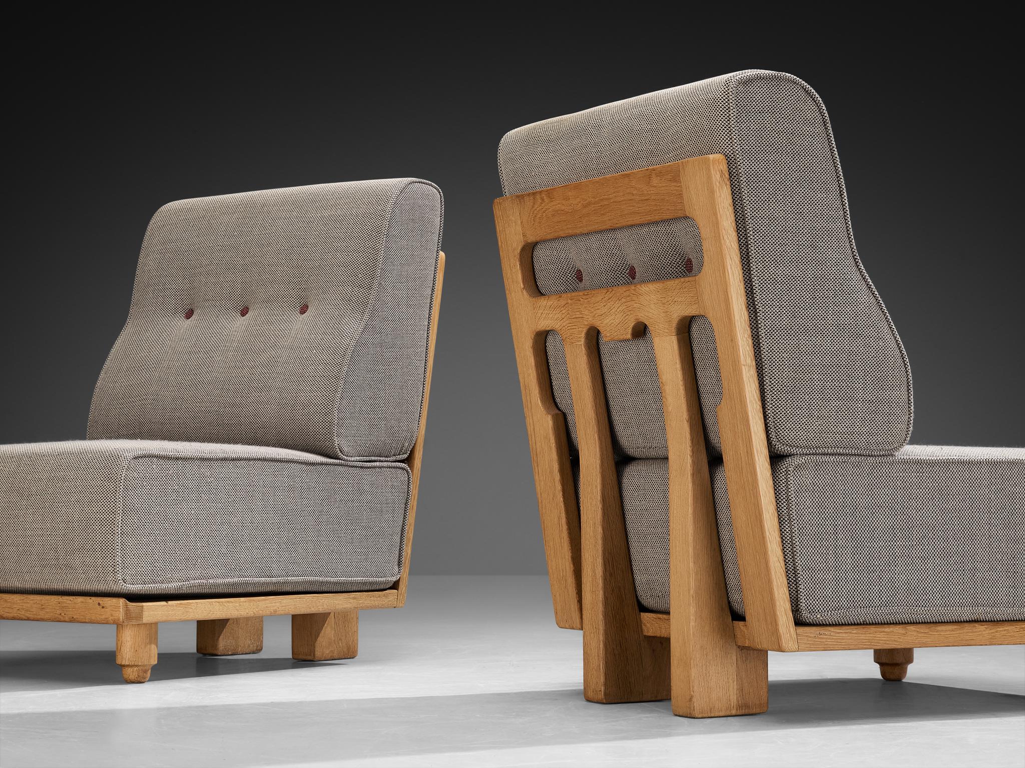 Mid-20th Century Guillerme & Chambron Sectional Seating Elements 'Elmyre' in Oak For Sale