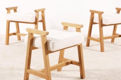 Guillerme & Chambron, Set of 3 Oak "Grégoire" Stools for Votre Maison, 1960s