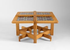 Guillerme &amp; Chambron, 4er-Set Beistelltische, Eiche und Keramik, Frankreich