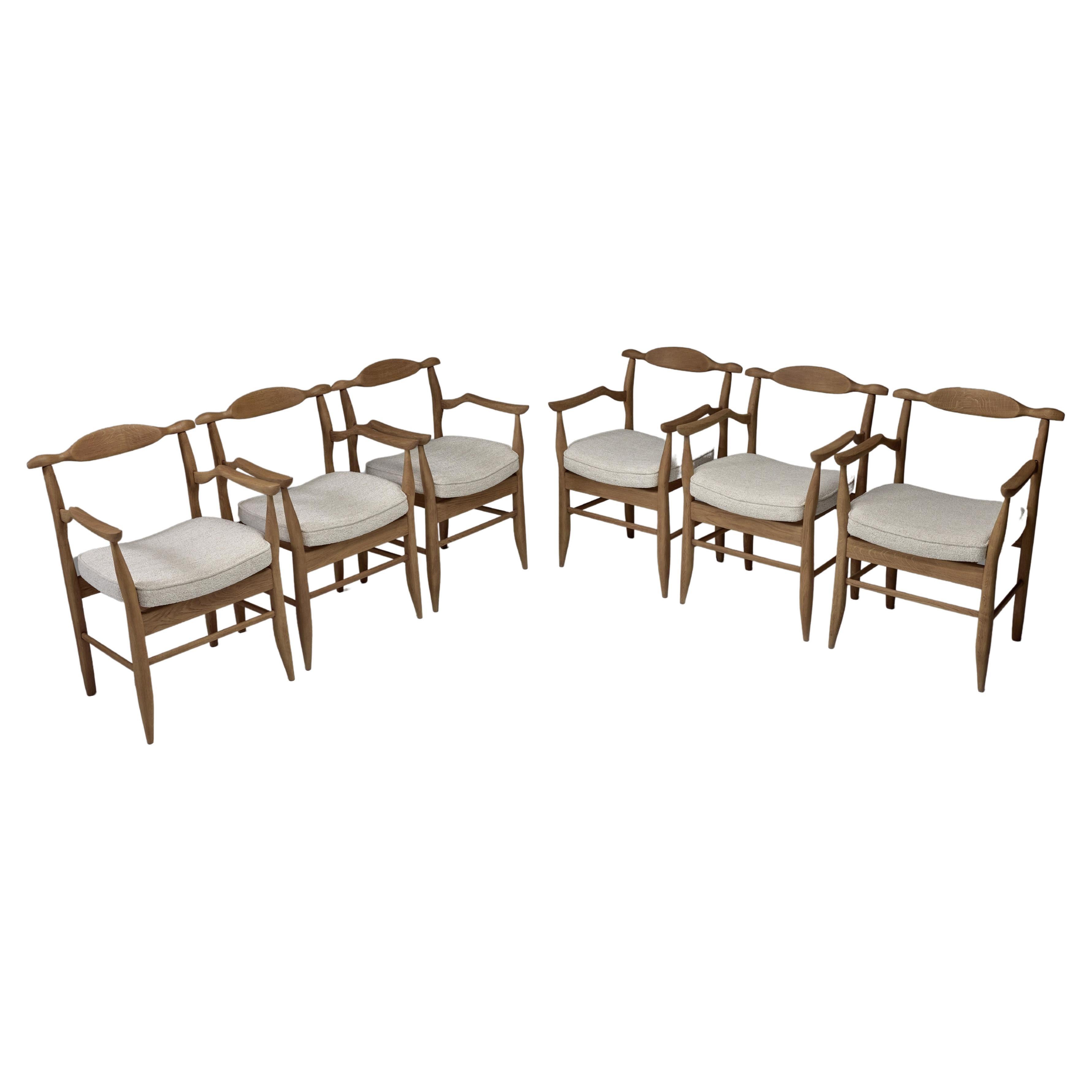  Guillerme & Chambron Set of Eight 'Fumay' Dining Armchairs, France, 1960s For Sale