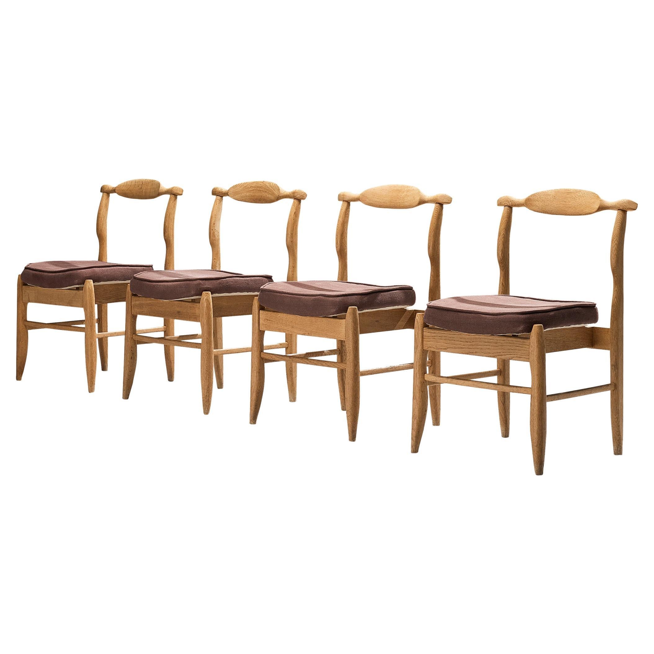Guillerme & Chambron Set of Four Dining Chairs in Oak