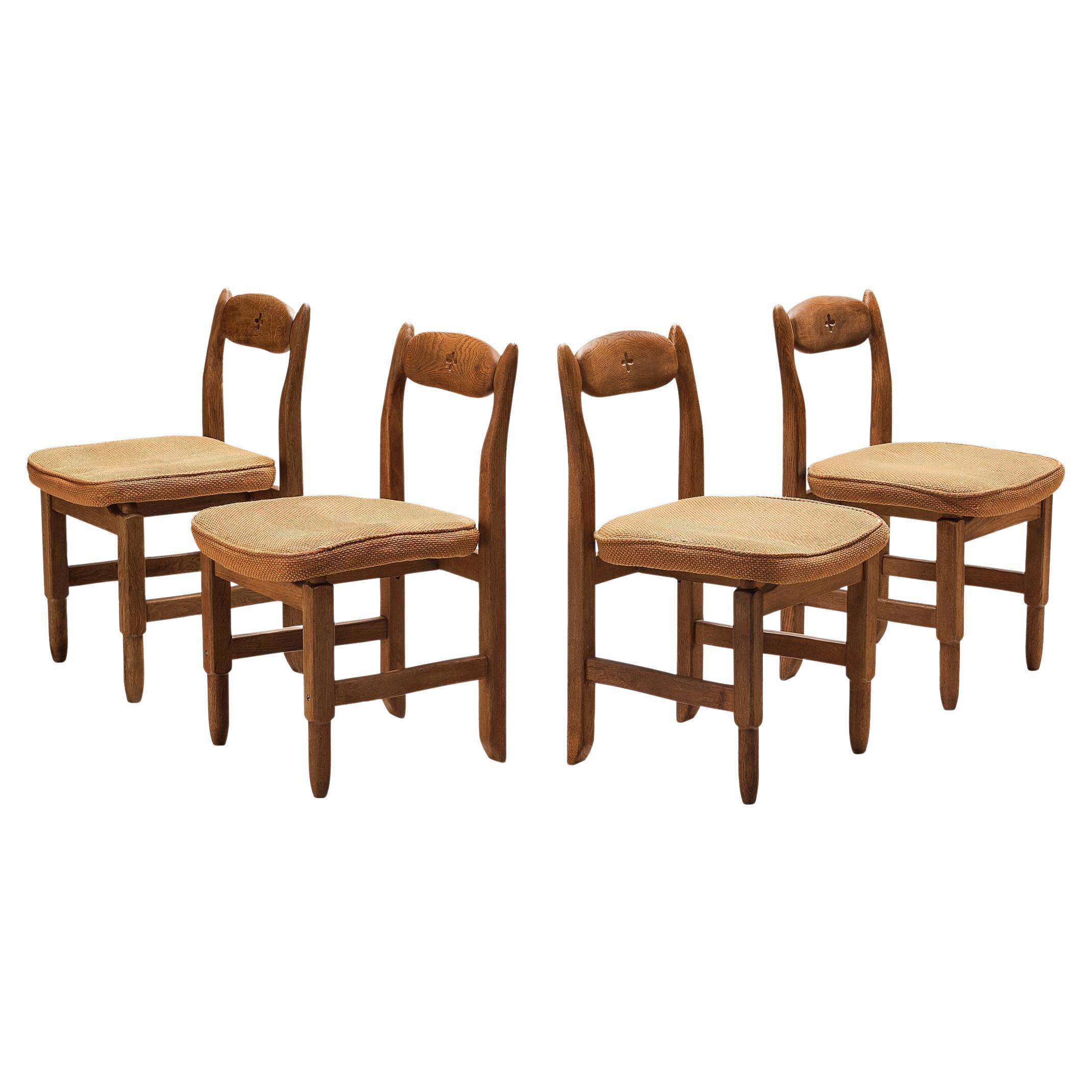 Set of Four French Dining Chairs by Guillerme et Chambron in Oak, circa 1950 at 1stDibs