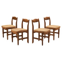 Guillerme & Chambron Set of Four 'Lorraine' Dining Chairs in Oak