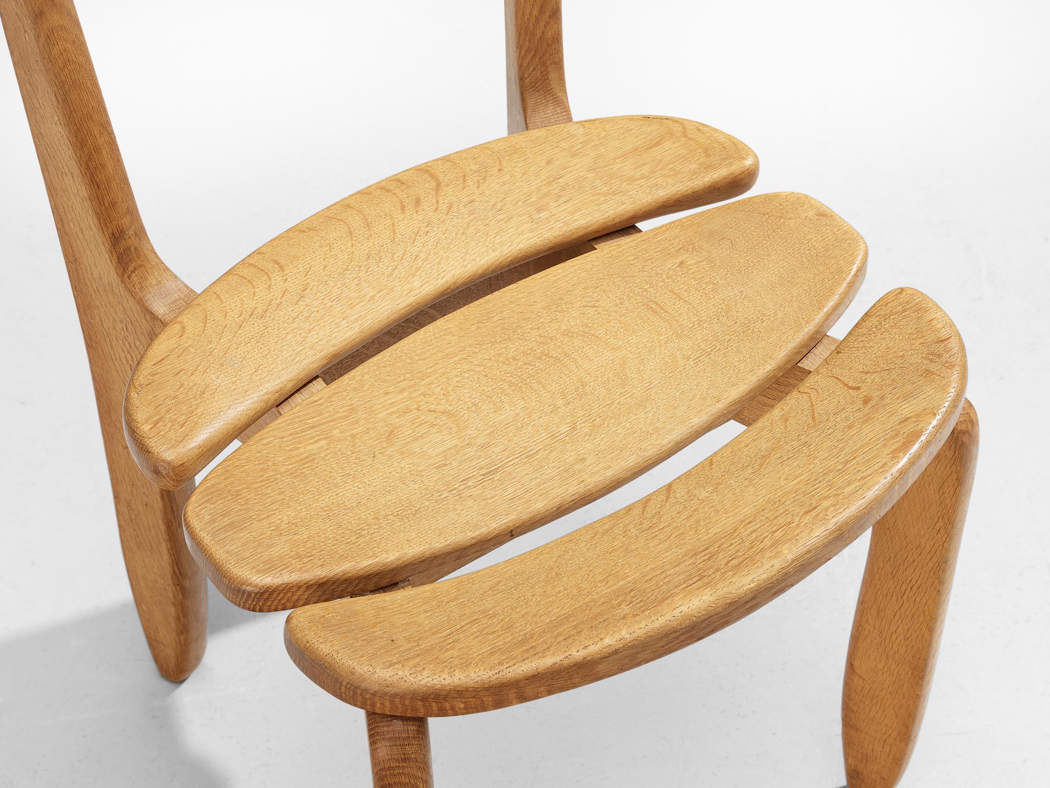 Guillerme & Chambron Set of Four 'Thierry' Dining Chairs in Oak  For Sale 4