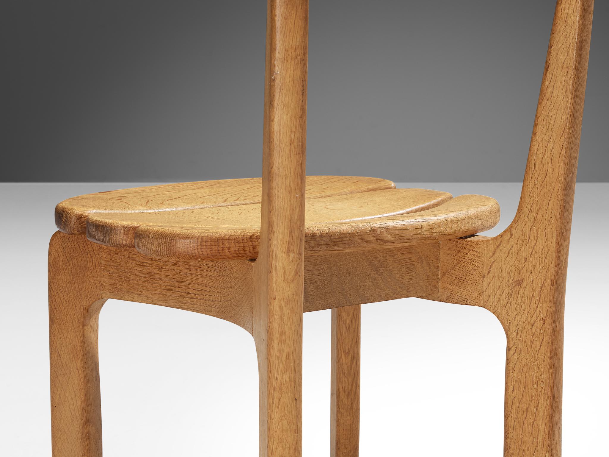 Guillerme & Chambron Set of Four 'Thierry' Dining Chairs in Oak  For Sale 5