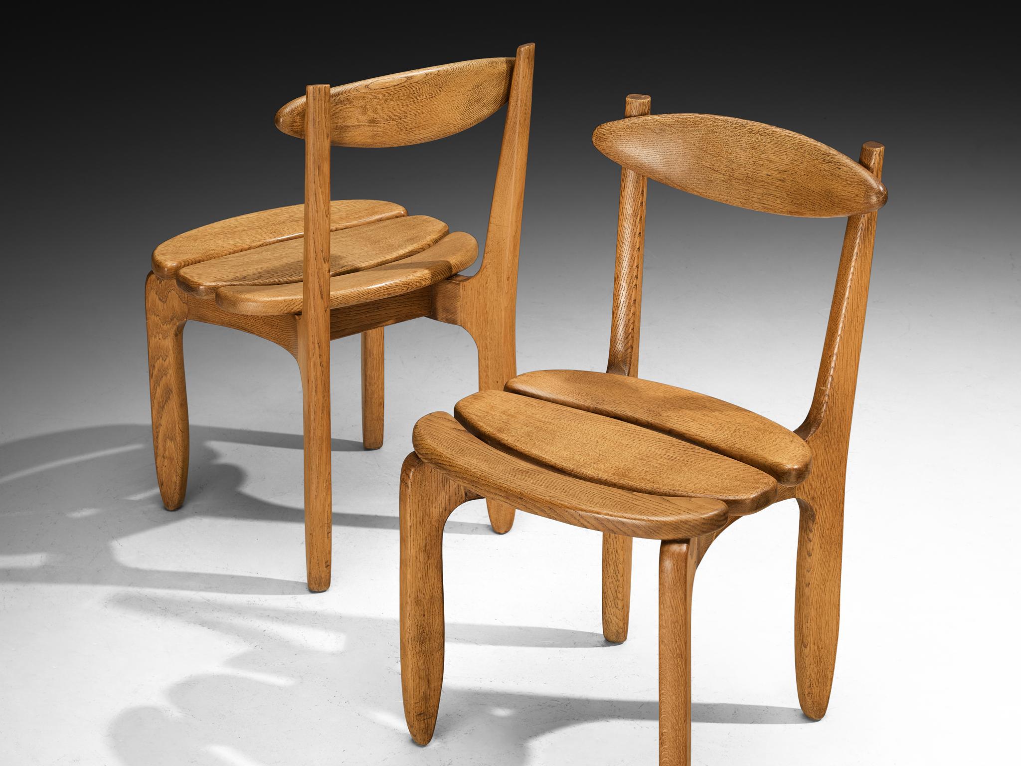 Francese Guillerme & Chambron Set of Four 'Thierry' Dining Chairs in Oak in vendita
