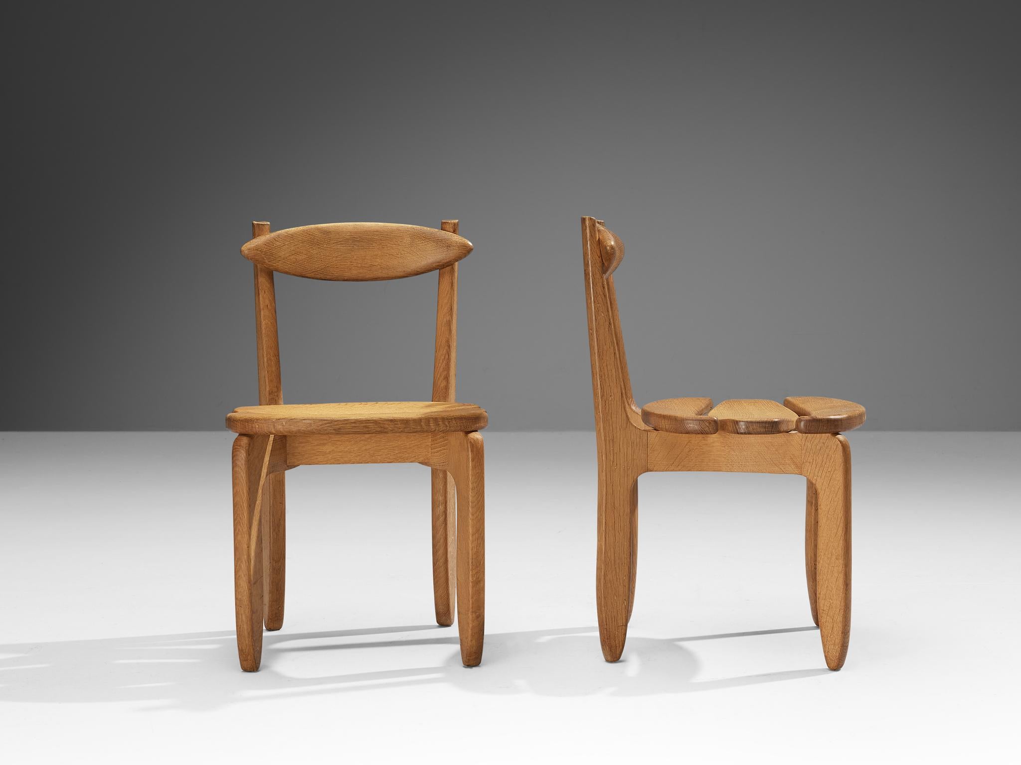 Guillerme & Chambron Set of Four 'Thierry' Dining Chairs in Oak  In Good Condition For Sale In Waalwijk, NL