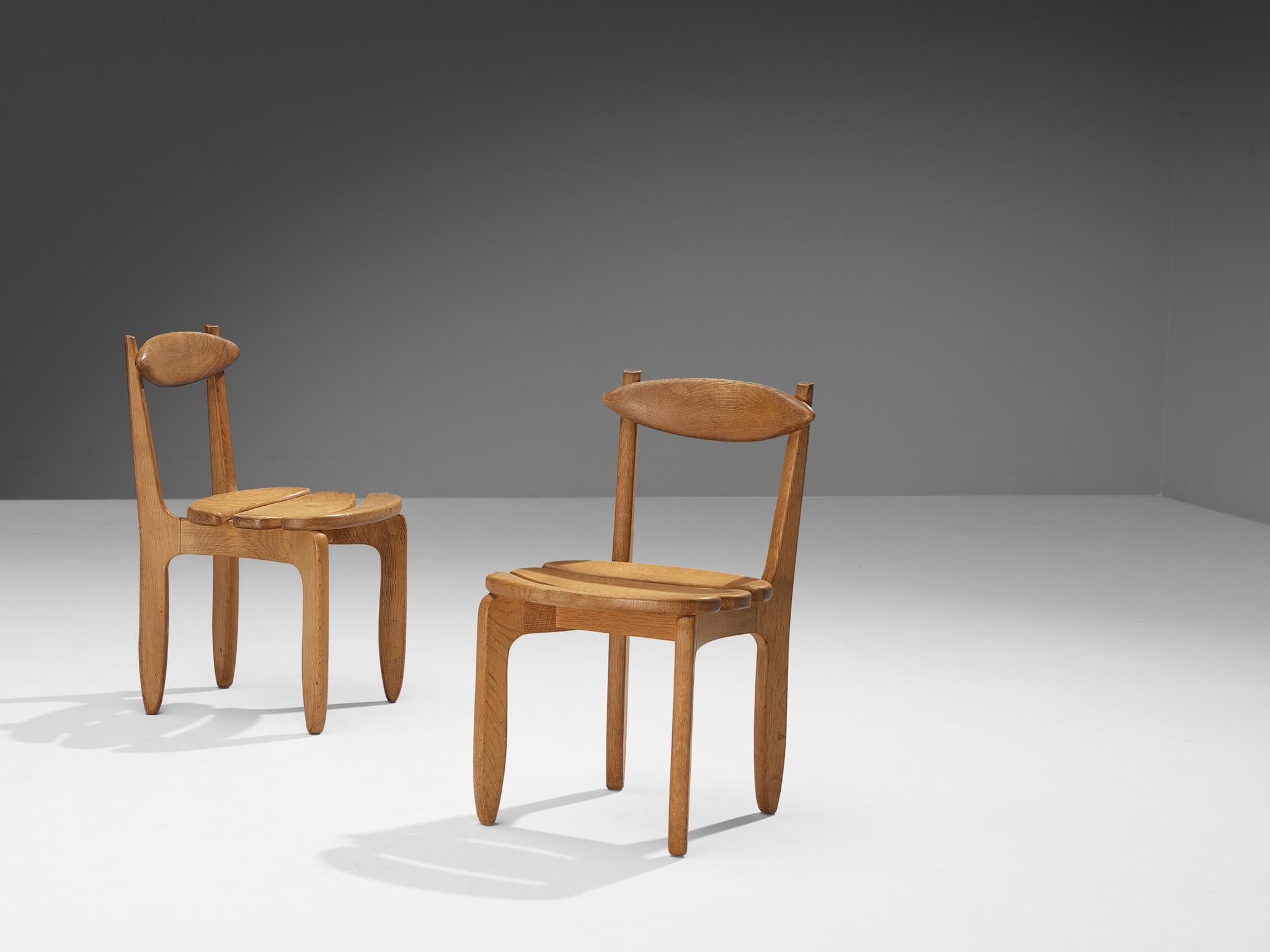 Guillerme & Chambron Set of Four 'Thierry' Dining Chairs in Oak  For Sale 1