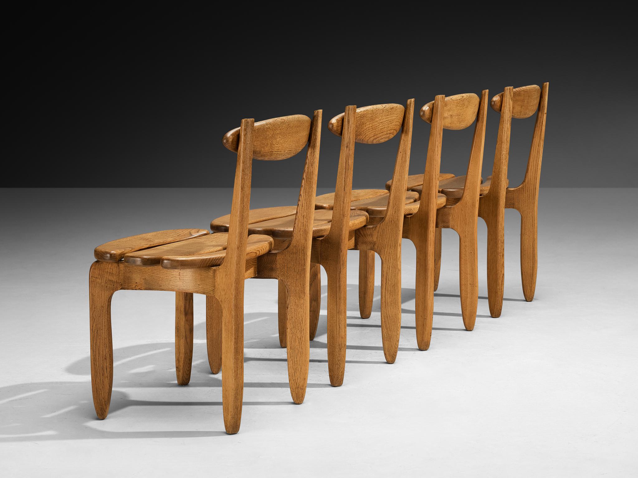 Guillerme & Chambron Set of Four 'Thierry' Dining Chairs in Oak in vendita 1